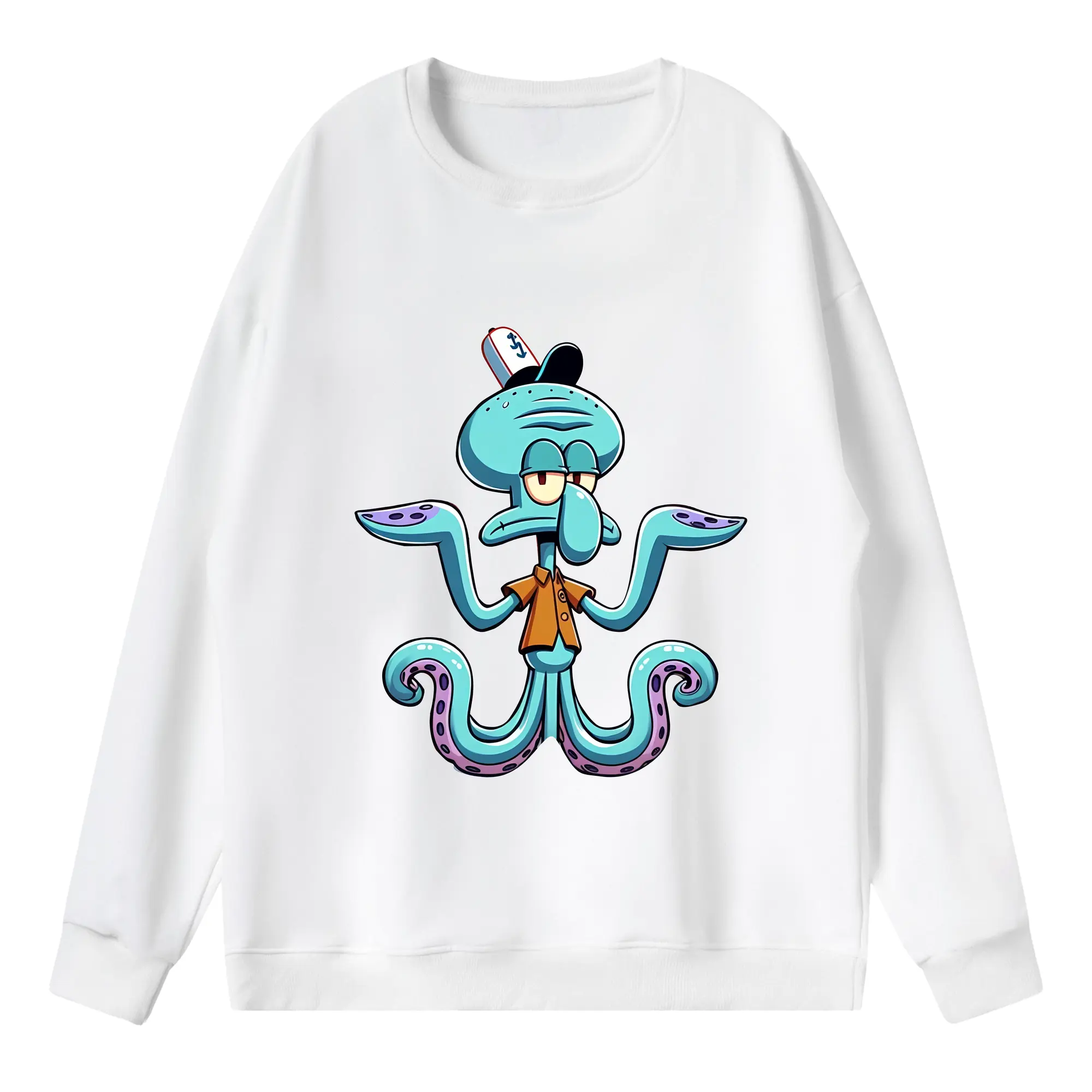 スポンジボブ グッズ イカルド - 薄手 クルーネック スウェット 裏毛260g · ポリエステル 春秋向け カジュアル 男女兼用 · トレーナー デイリー スポーツ 散歩に最適