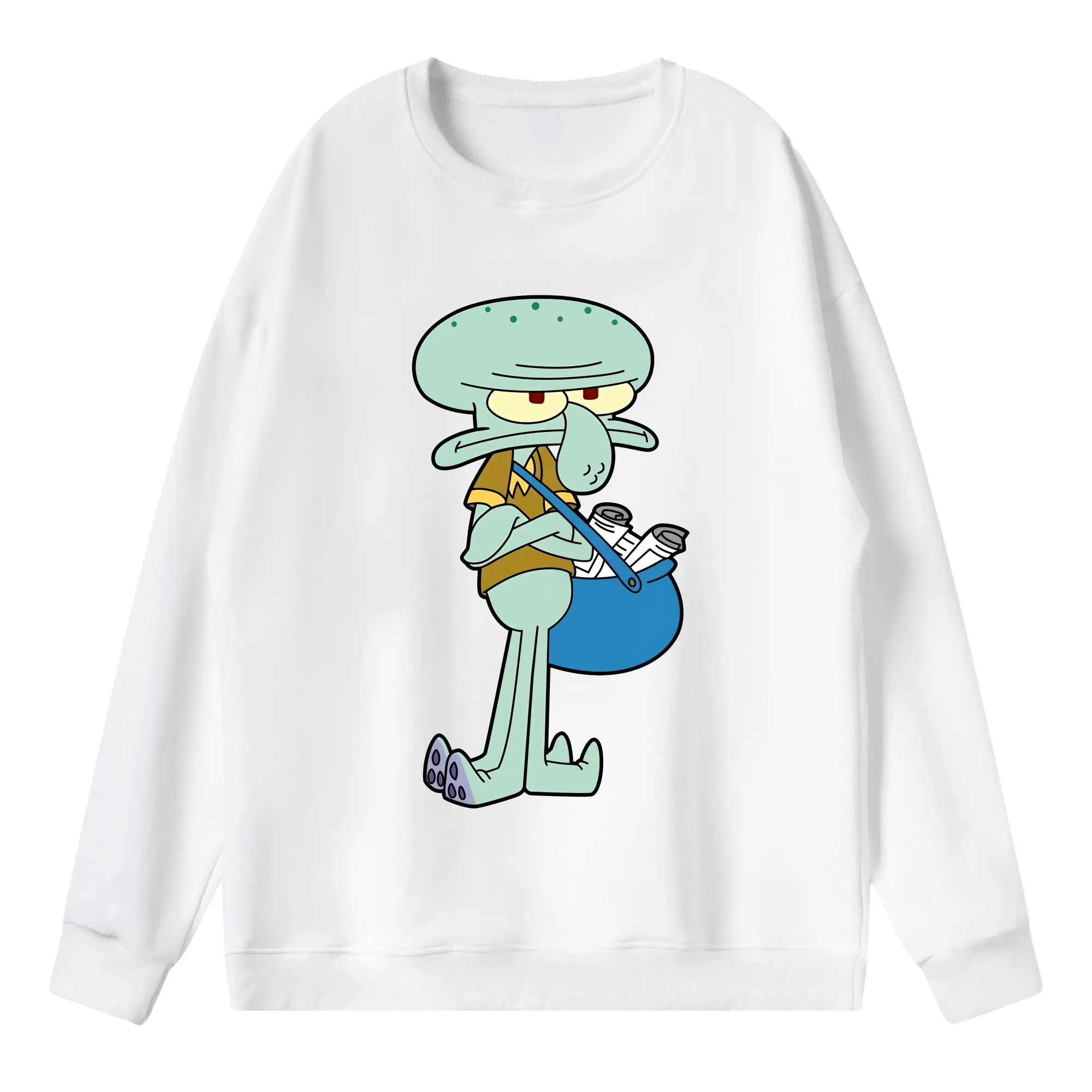 スポンジボブ グッズ イカルド - 薄手 クルーネック スウェット 裏毛260g · ポリエステル 春秋向け カジュアル 男女兼用 · トレーナー デイリー スポーツ 散歩に最適