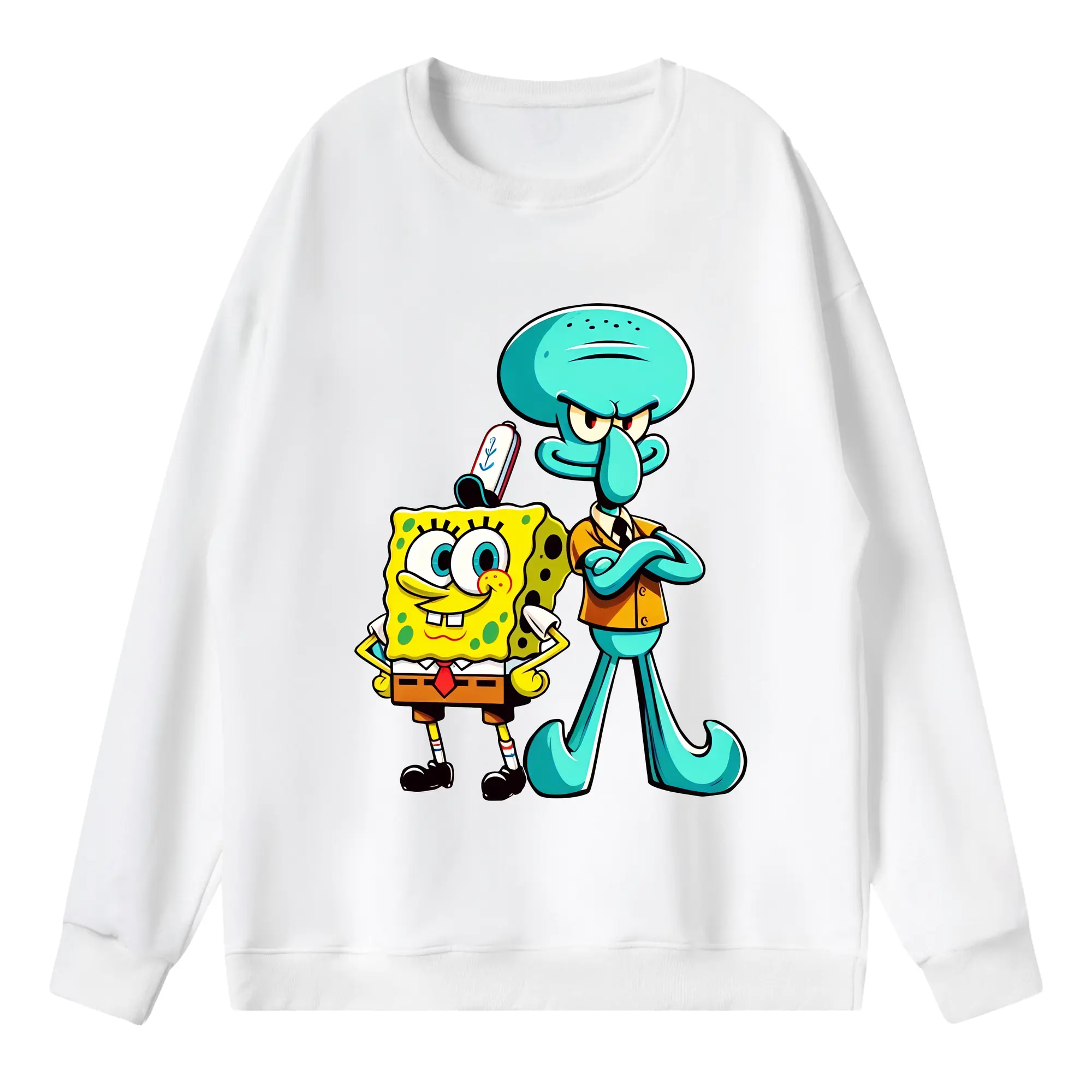 スポンジボブ グッズ イカルド - 薄手 クルーネック スウェット 裏毛260g · ポリエステル 春秋向け カジュアル 男女兼用 · トレーナー デイリー スポーツ 散歩に最適
