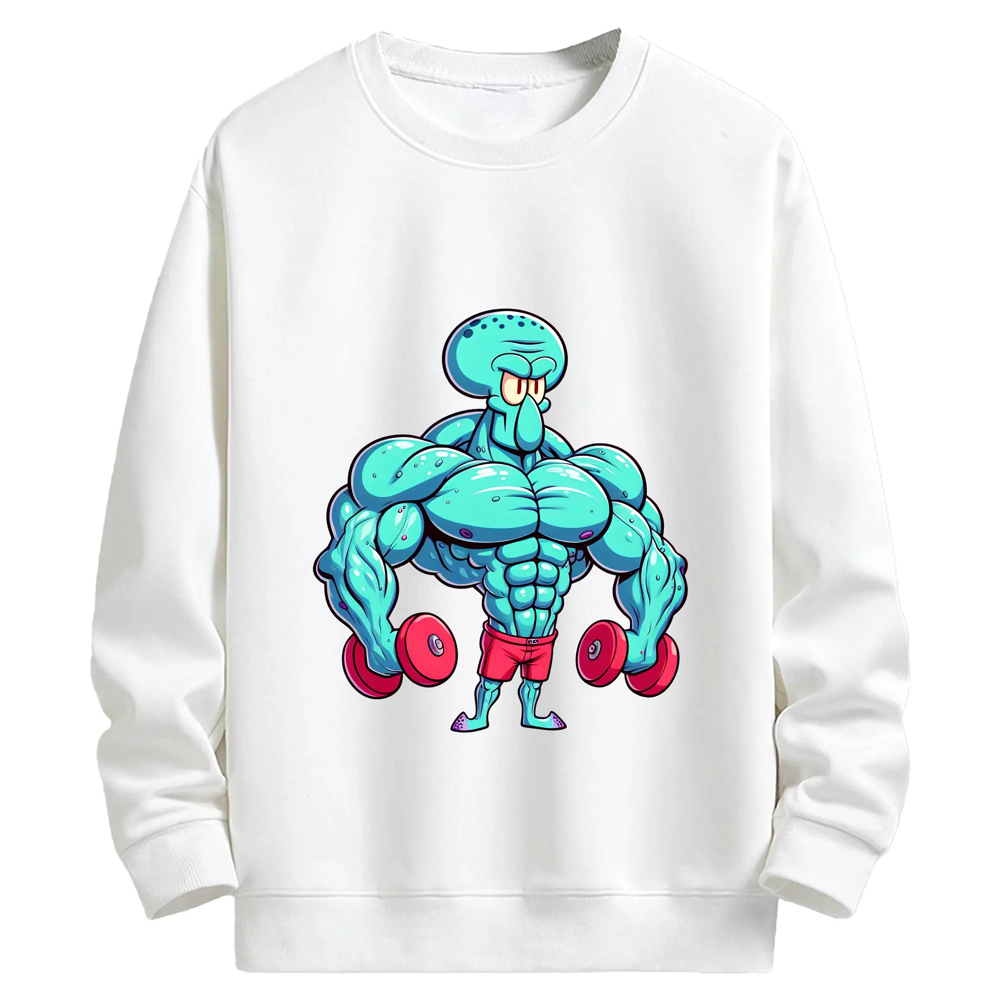 スポンジボブ グッズ イカルド - キッズ クルーネックスウェットシャツ ・ フロントプリント ・ 綿80％ ポリエステル20％ ・ 快適 通学 スポーツ 日常使い お散歩用