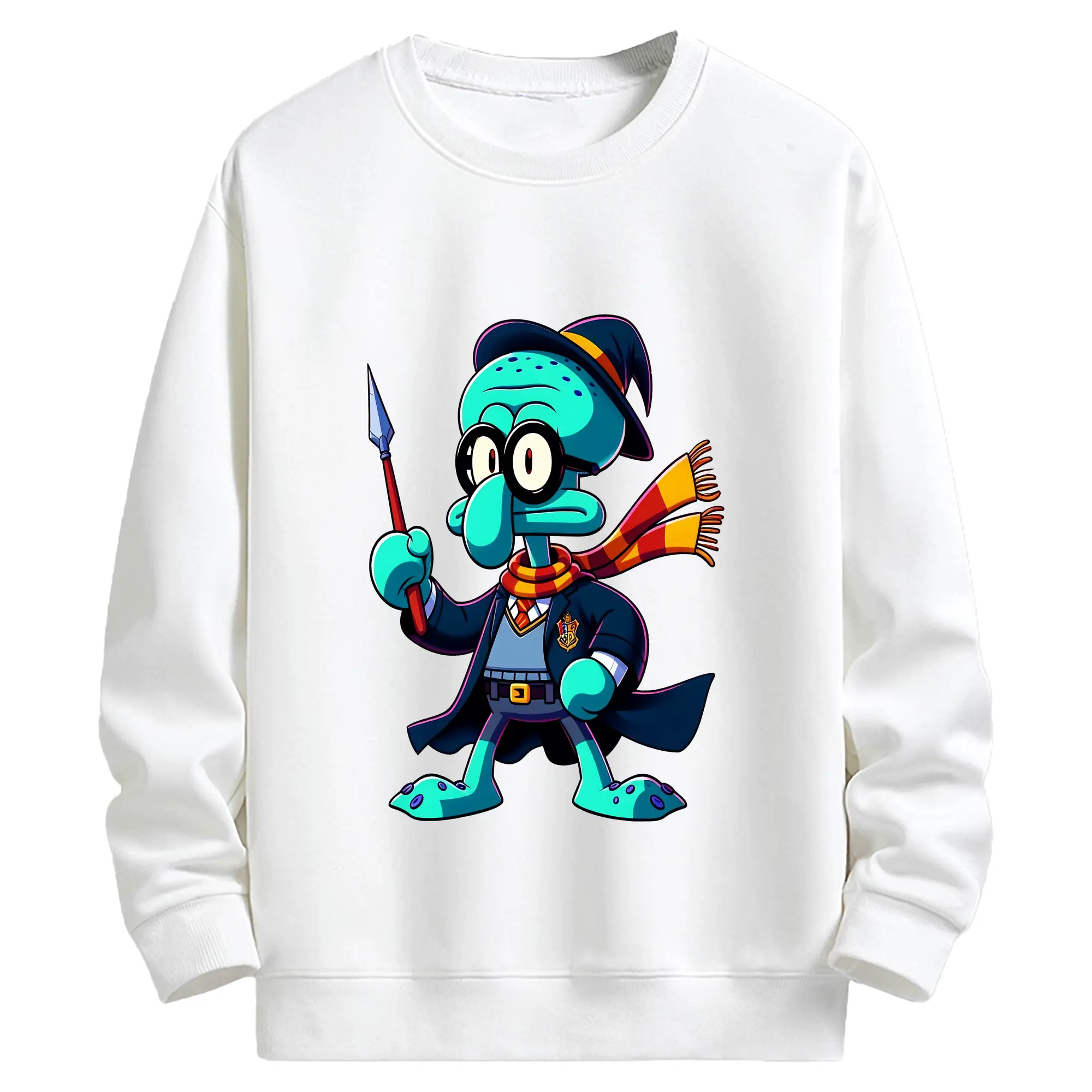 スポンジボブ グッズ イカルド - キッズ クルーネックスウェットシャツ ・ フロントプリント ・ 綿80％ ポリエステル20％ ・ 快適 通学 スポーツ 日常使い お散歩用