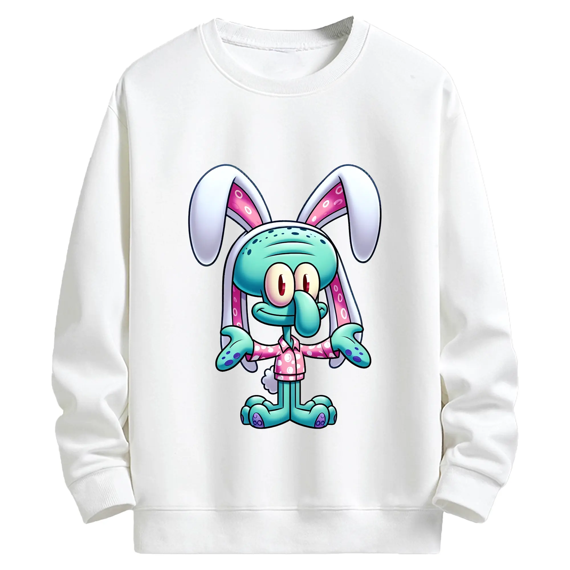 スポンジボブ グッズ イカルド - キッズ クルーネックスウェットシャツ ・ フロントプリント ・ 綿80％ ポリエステル20％ ・ 快適 通学 スポーツ 日常使い お散歩用