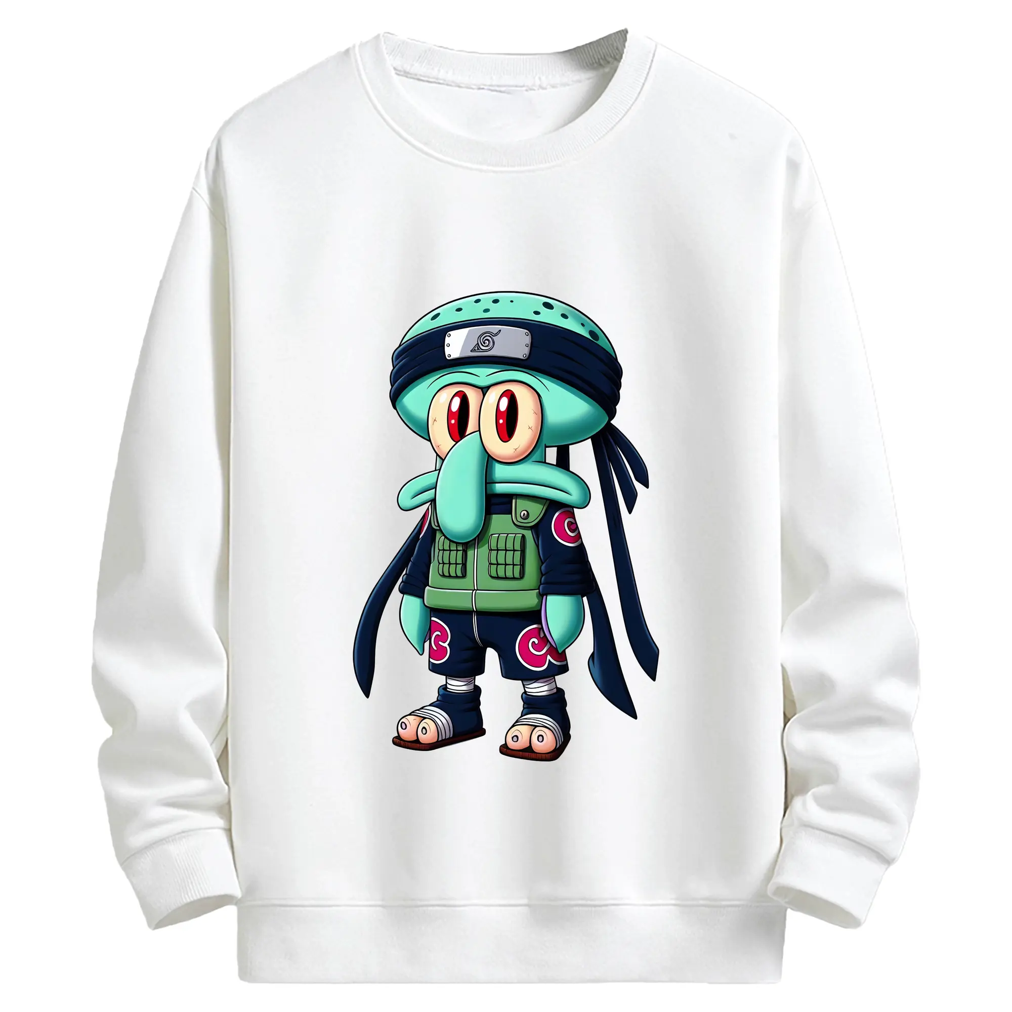 スポンジボブ グッズ イカルド - キッズ クルーネックスウェットシャツ ・ フロントプリント ・ 綿80％ ポリエステル20％ ・ 快適 通学 スポーツ 日常使い お散歩用