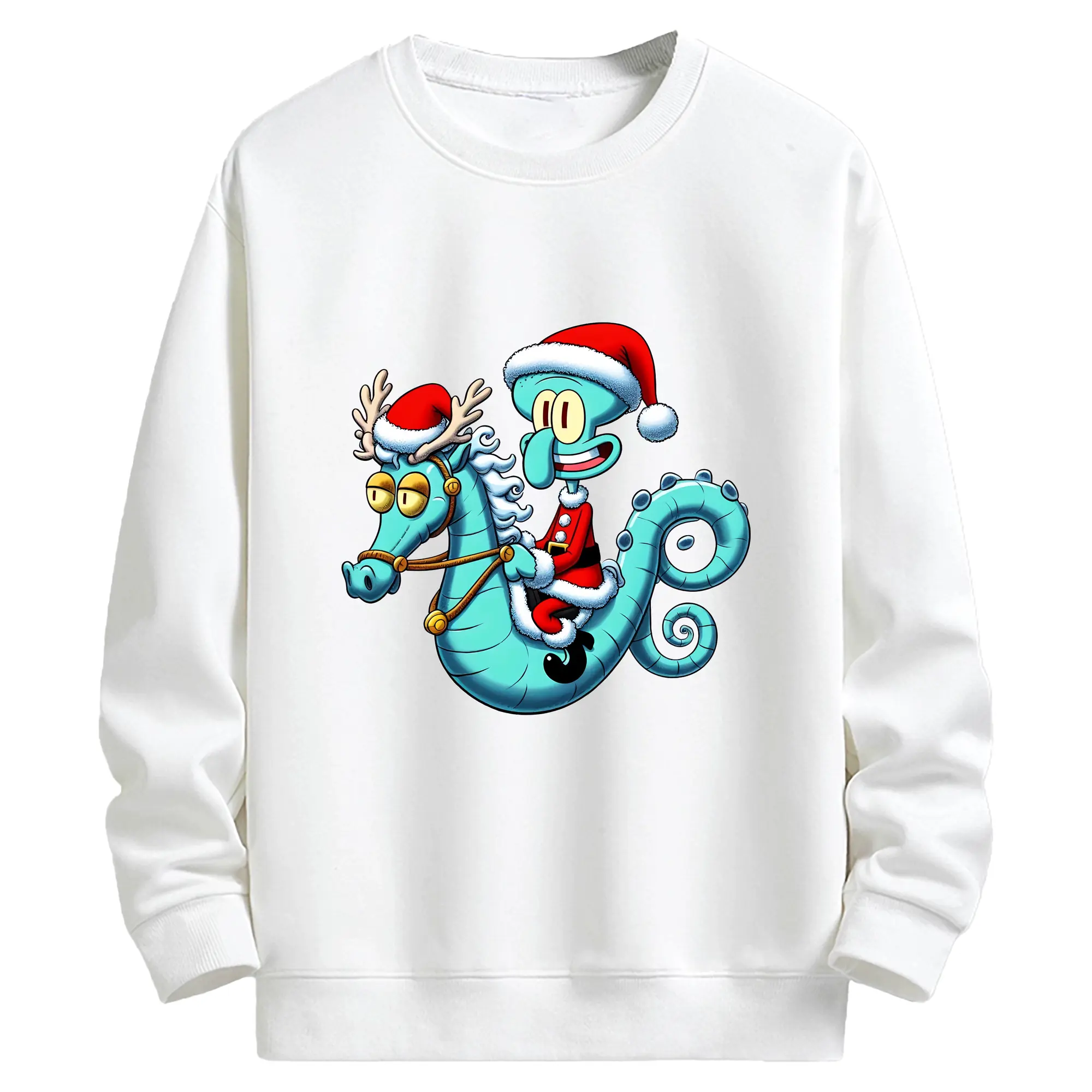 スポンジボブ グッズ イカルド - キッズ クルーネックスウェットシャツ ・ フロントプリント ・ 綿80％ ポリエステル20％ ・ 快適 通学 スポーツ 日常使い お散歩用