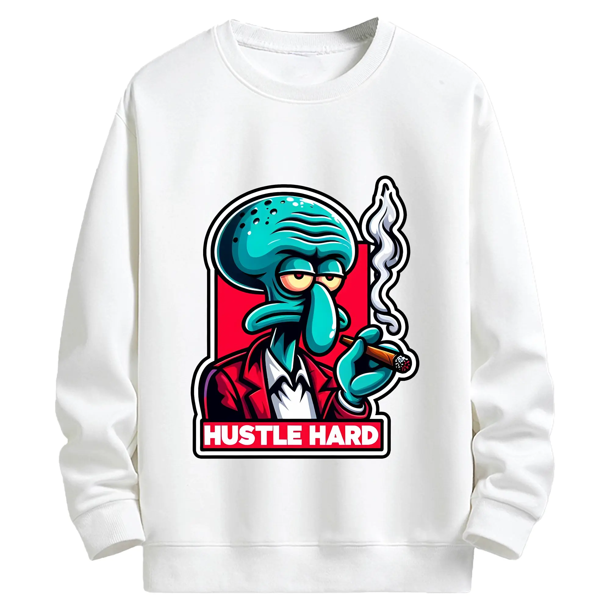 スポンジボブ グッズ イカルド - キッズ クルーネックスウェットシャツ ・ フロントプリント ・ 綿80％ ポリエステル20％ ・ 快適 通学 スポーツ 日常使い お散歩用