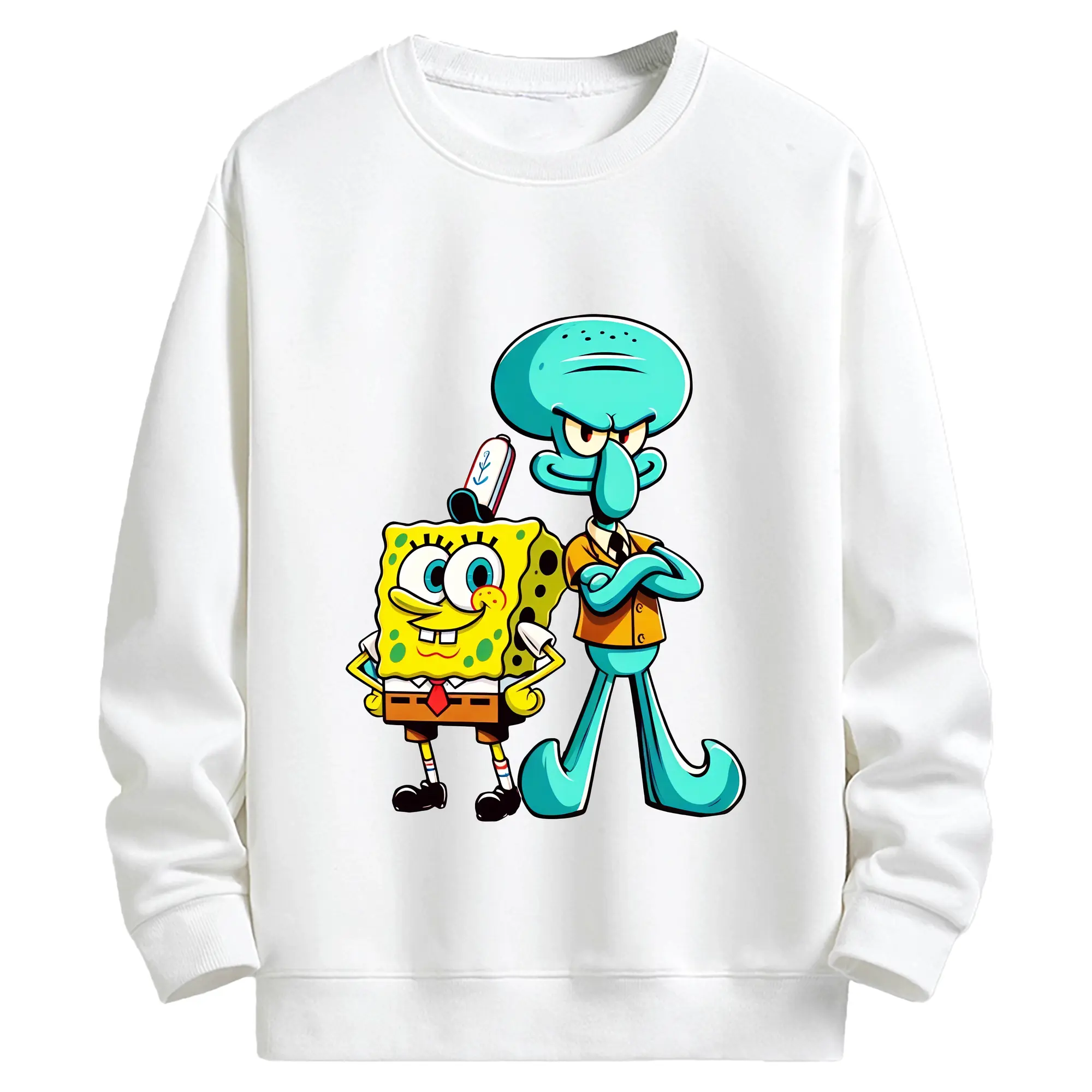 スポンジボブ グッズ イカルド - キッズ クルーネックスウェットシャツ ・ フロントプリント ・ 綿80％ ポリエステル20％ ・ 快適 通学 スポーツ 日常使い お散歩用
