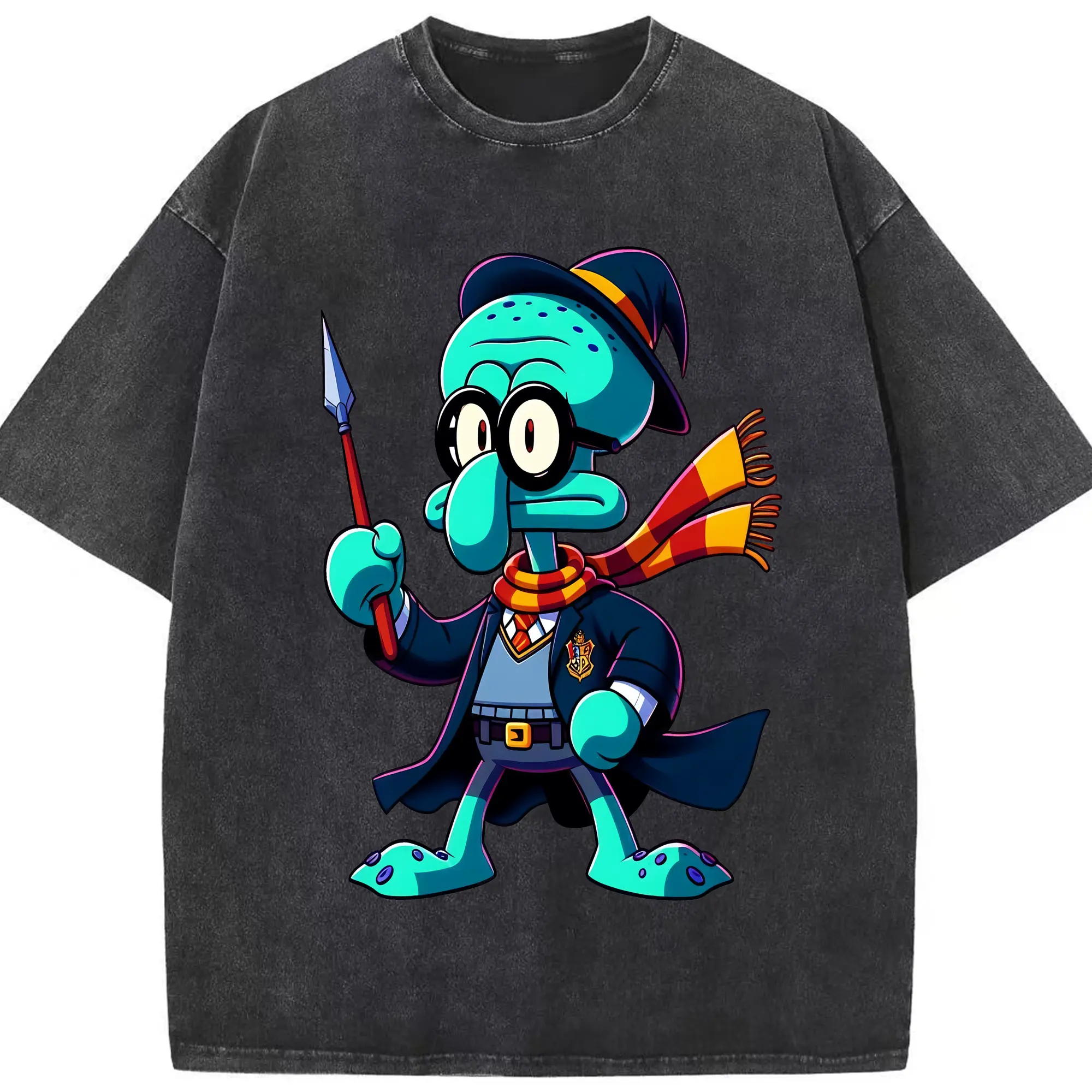 スポンジボブ グッズ イカルド - 綿100％ ヴィンテージ風 半袖Tシャツ ・ フロントプリント ・ 柔らか肌触り ・ 通気性 快適 ・ スポーツ カジュアル 外出用