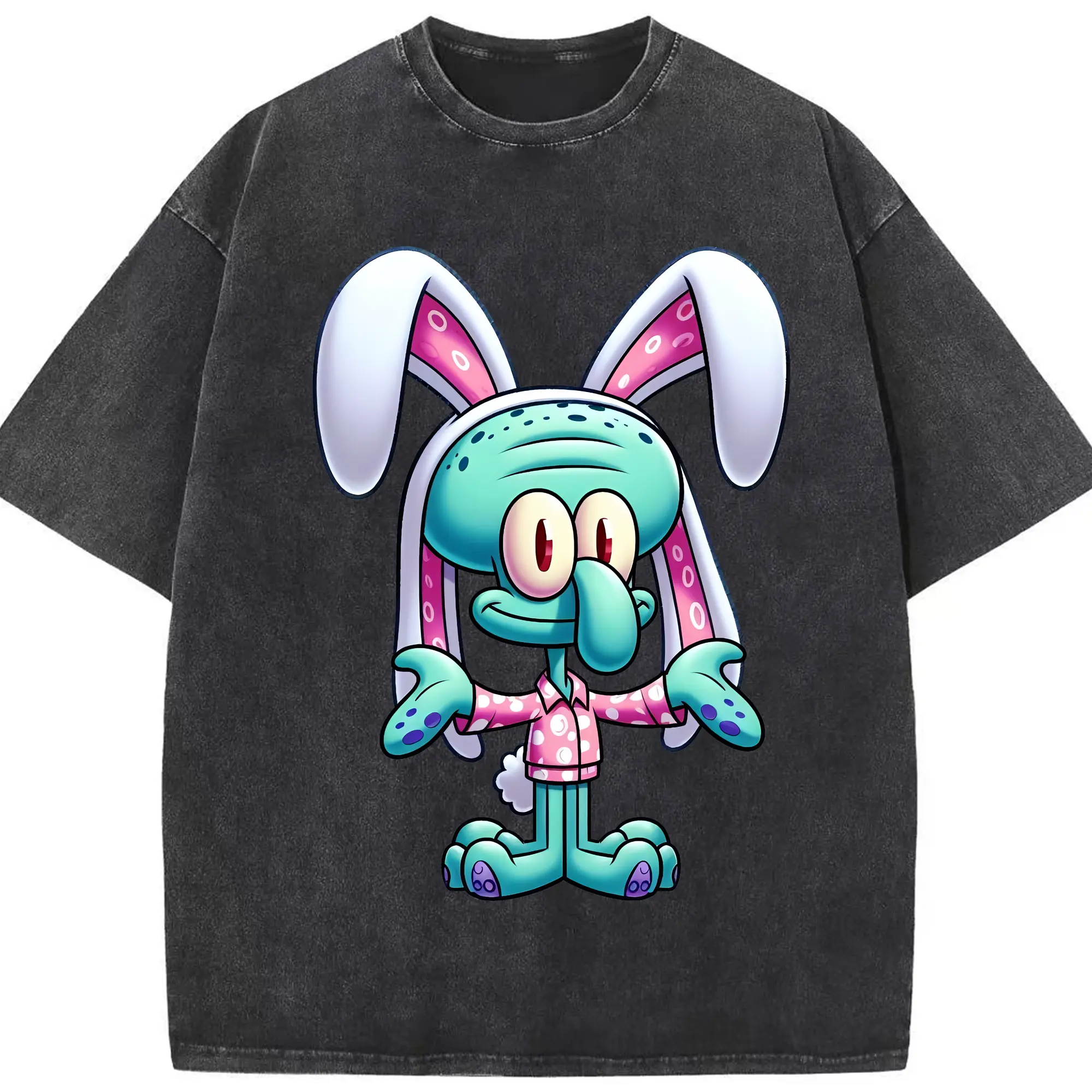 スポンジボブ グッズ イカルド - 綿100％ ヴィンテージ風 半袖Tシャツ ・ フロントプリント ・ 柔らか肌触り ・ 通気性 快適 ・ スポーツ カジュアル 外出用