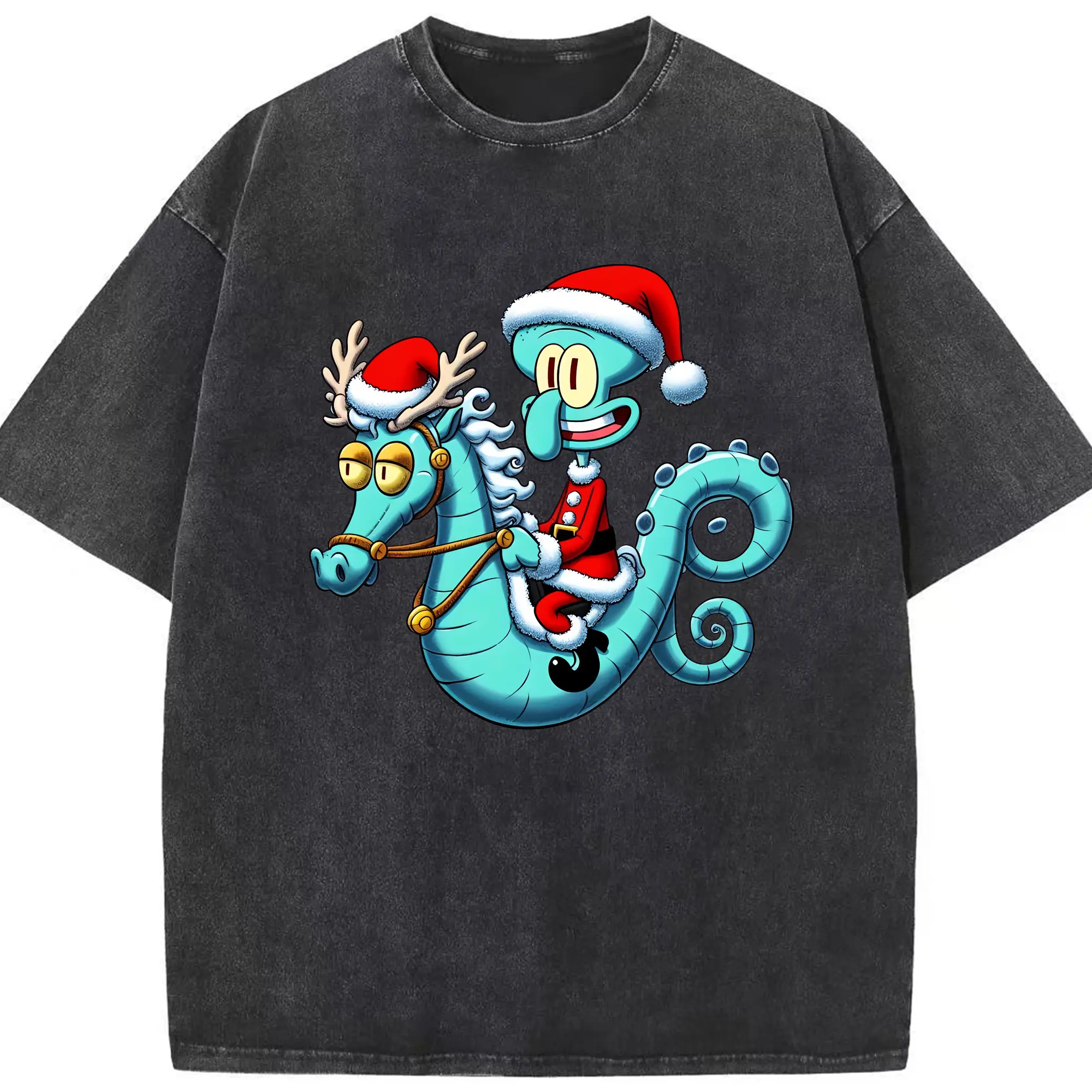 スポンジボブ グッズ イカルド - 綿100％ ヴィンテージ風 半袖Tシャツ ・ フロントプリント ・ 柔らか肌触り ・ 通気性 快適 ・ スポーツ カジュアル 外出用