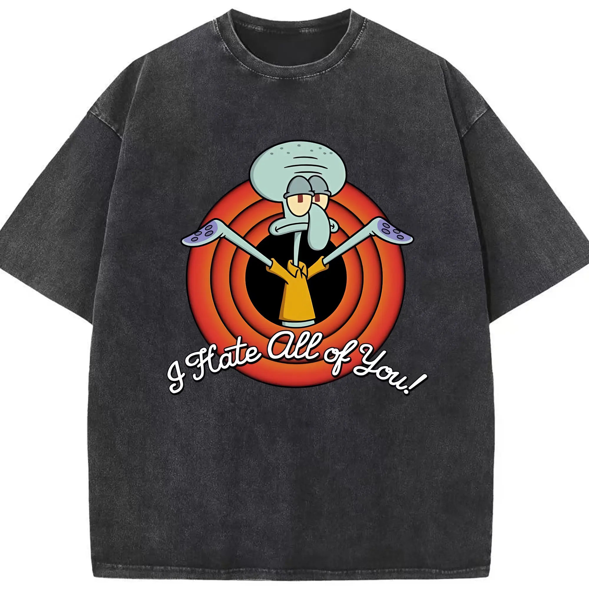 スポンジボブ グッズ イカルド - 綿100％ ヴィンテージ風 半袖Tシャツ ・ フロントプリント ・ 柔らか肌触り ・ 通気性 快適 ・ スポーツ カジュアル 外出用