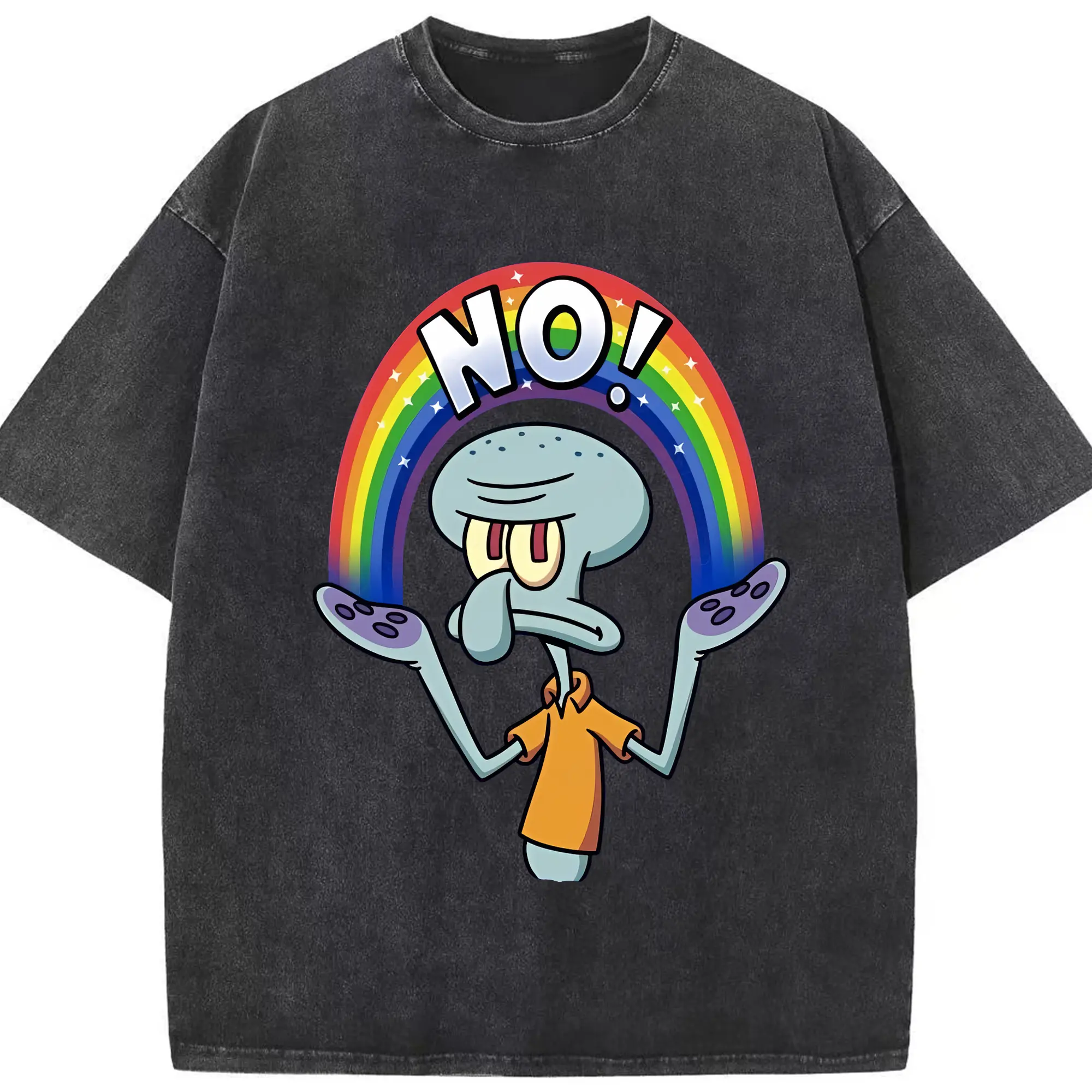 スポンジボブ グッズ イカルド - 綿100％ ヴィンテージ風 半袖Tシャツ ・ フロントプリント ・ 柔らか肌触り ・ 通気性 快適 ・ スポーツ カジュアル 外出用