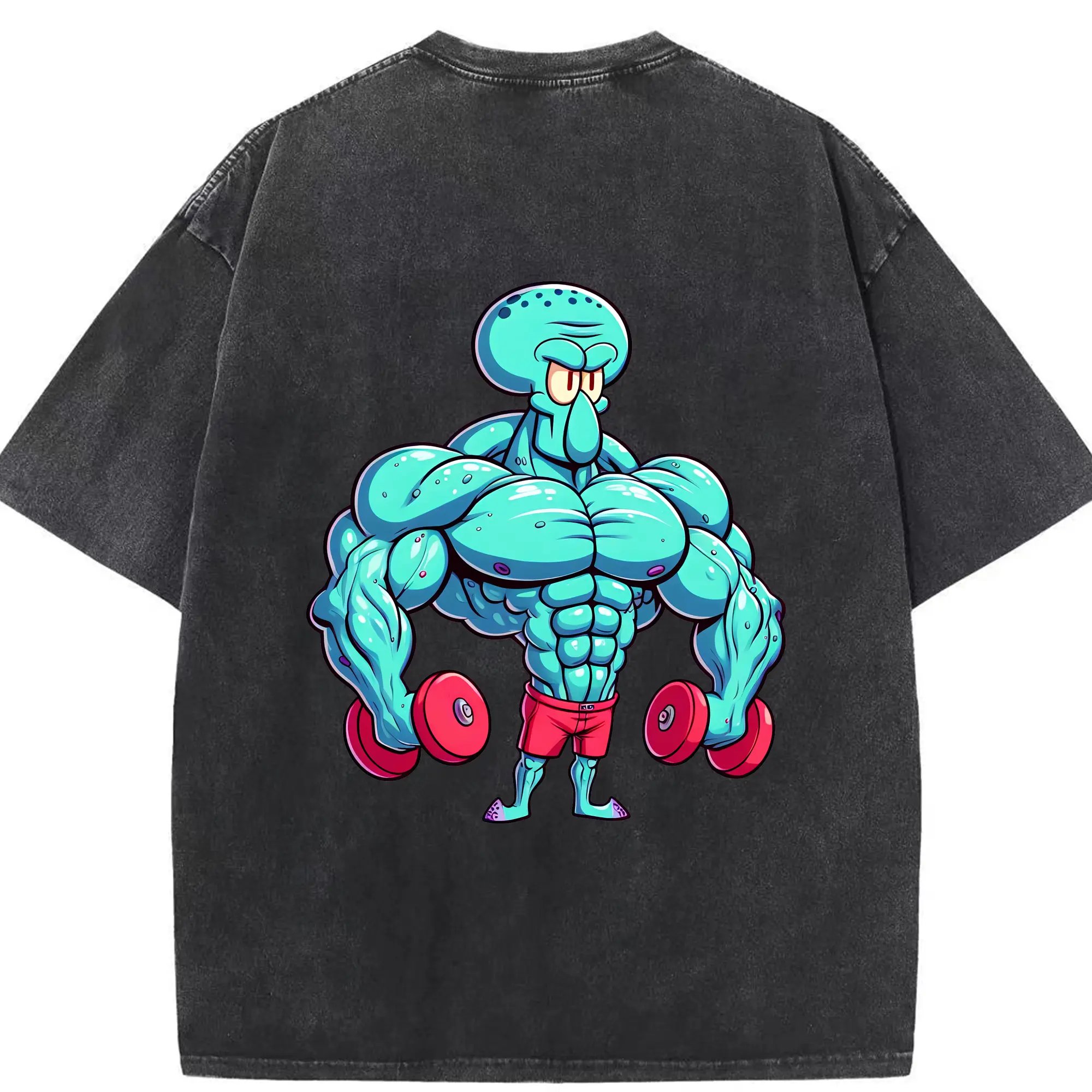 スポンジボブ グッズ イカルド - 綿100％ ヴィンテージ風 半袖Tシャツ ・ 背面プリント ・ 柔らか肌触り ・ 通気性 快適 ・ スポーツ カジュアル 外出用