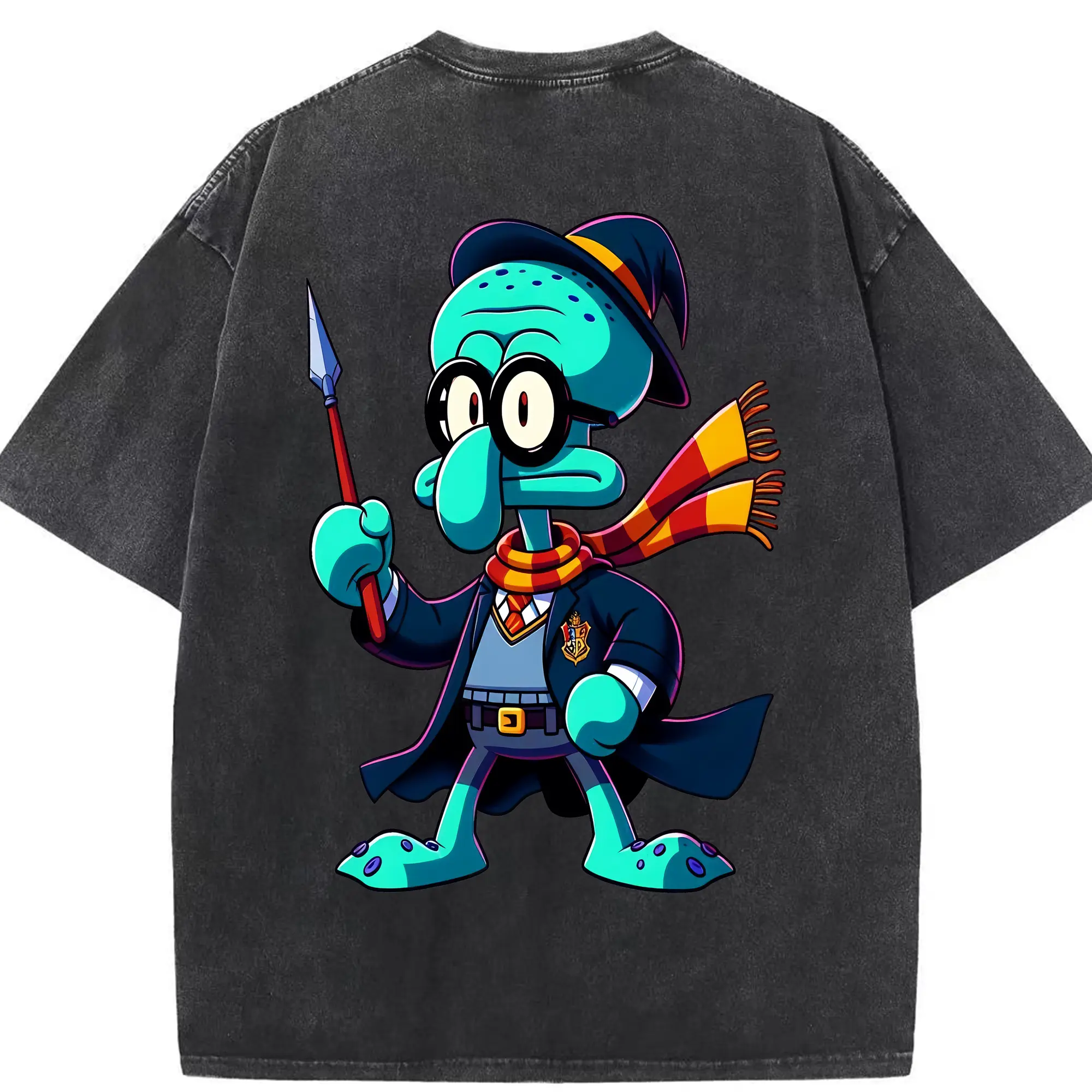 スポンジボブ グッズ イカルド - 綿100％ ヴィンテージ風 半袖Tシャツ ・ 背面プリント ・ 柔らか肌触り ・ 通気性 快適 ・ スポーツ カジュアル 外出用