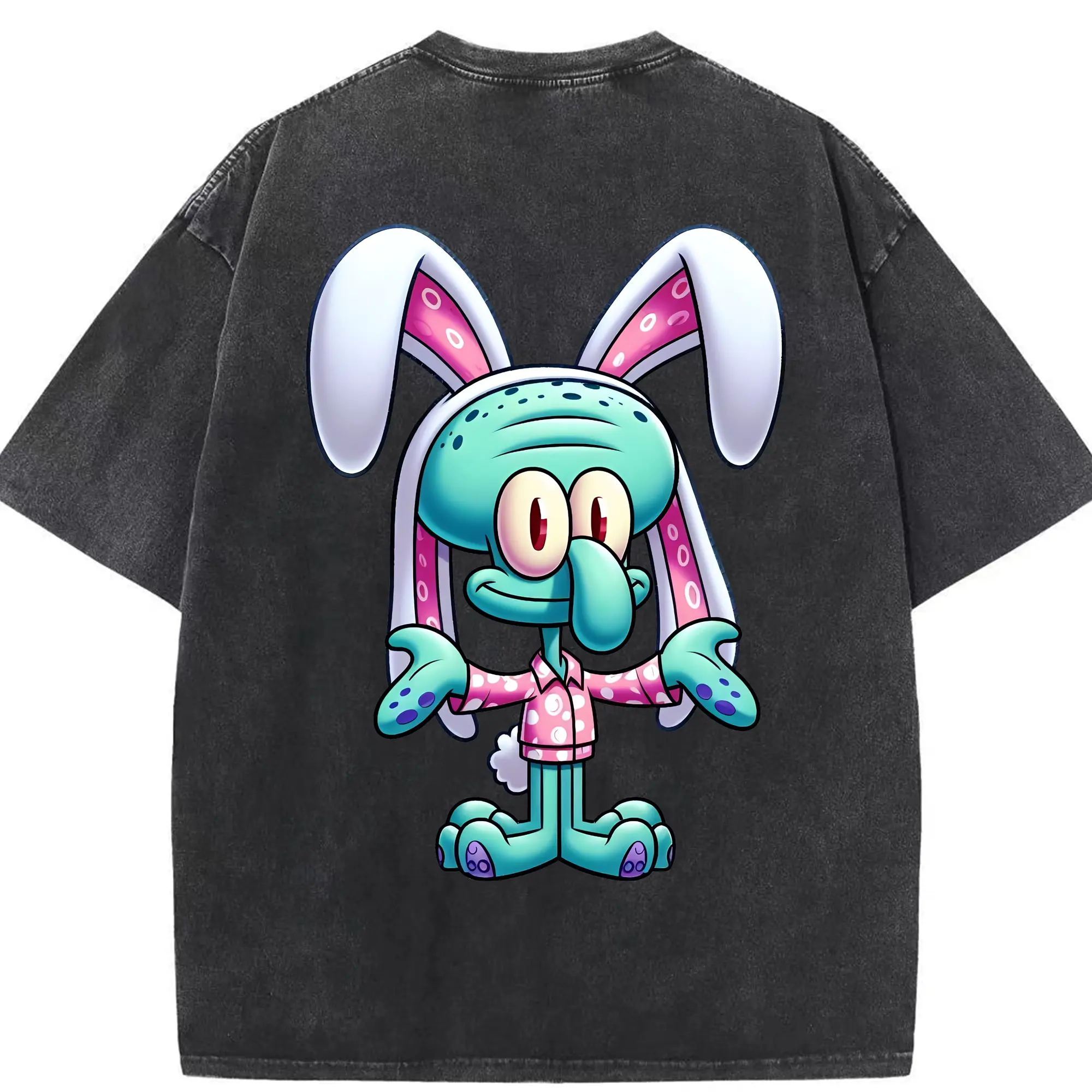 スポンジボブ グッズ イカルド - 綿100％ ヴィンテージ風 半袖Tシャツ ・ 背面プリント ・ 柔らか肌触り ・ 通気性 快適 ・ スポーツ カジュアル 外出用