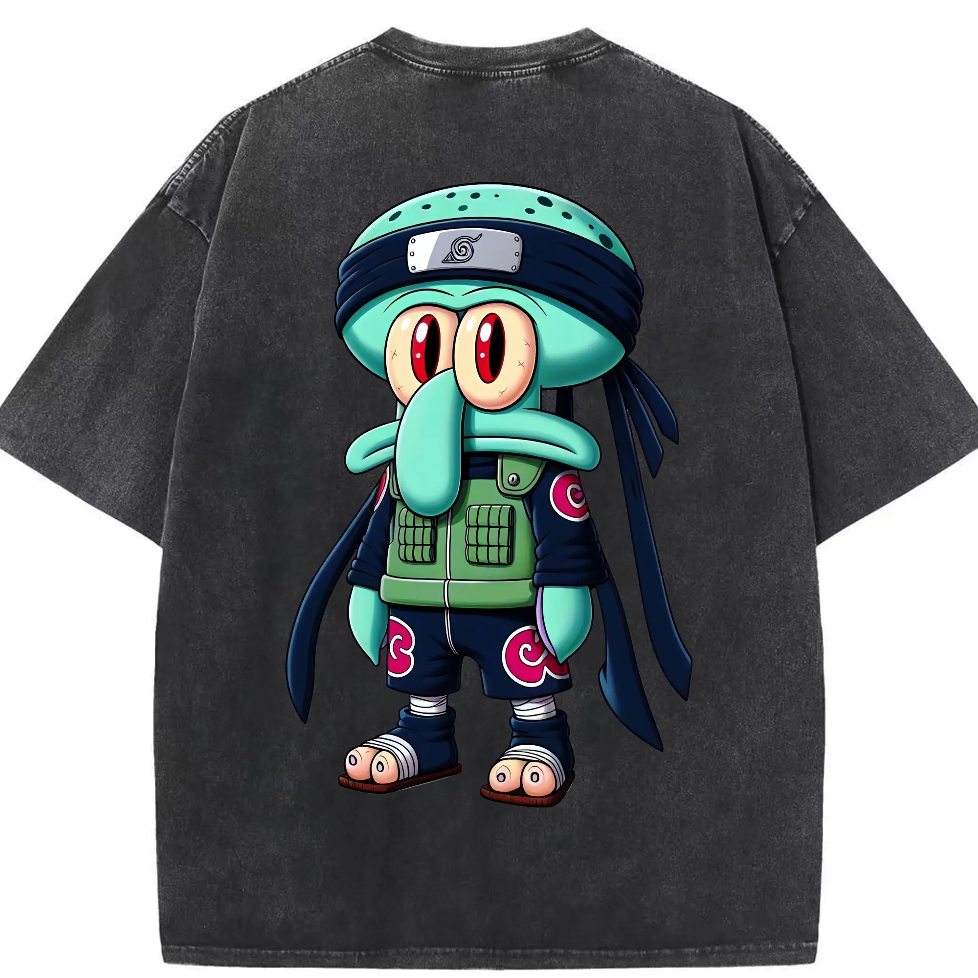 スポンジボブ グッズ イカルド - 綿100％ ヴィンテージ風 半袖Tシャツ ・ 背面プリント ・ 柔らか肌触り ・ 通気性 快適 ・ スポーツ カジュアル 外出用