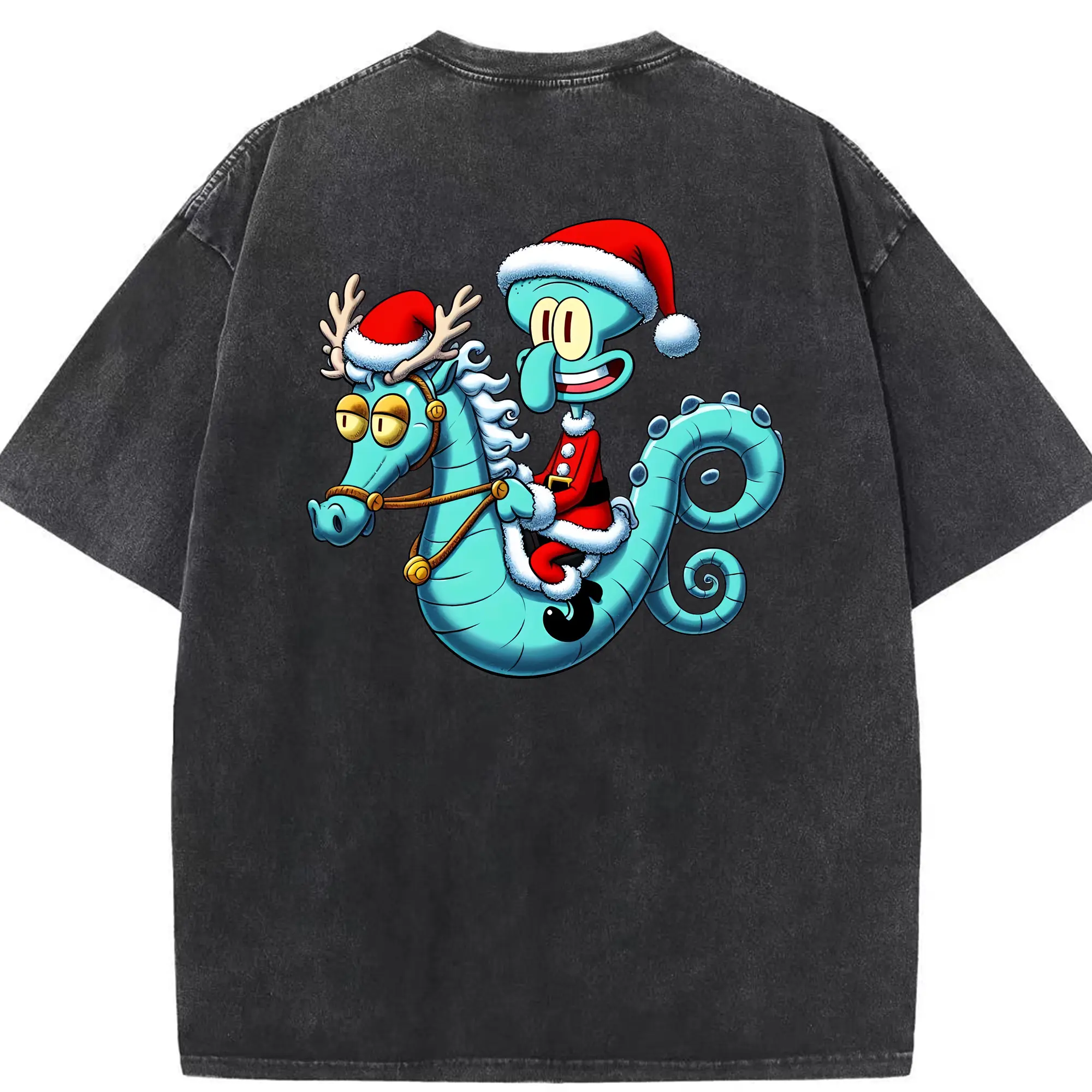 スポンジボブ グッズ イカルド - 綿100％ ヴィンテージ風 半袖Tシャツ ・ 背面プリント ・ 柔らか肌触り ・ 通気性 快適 ・ スポーツ カジュアル 外出用