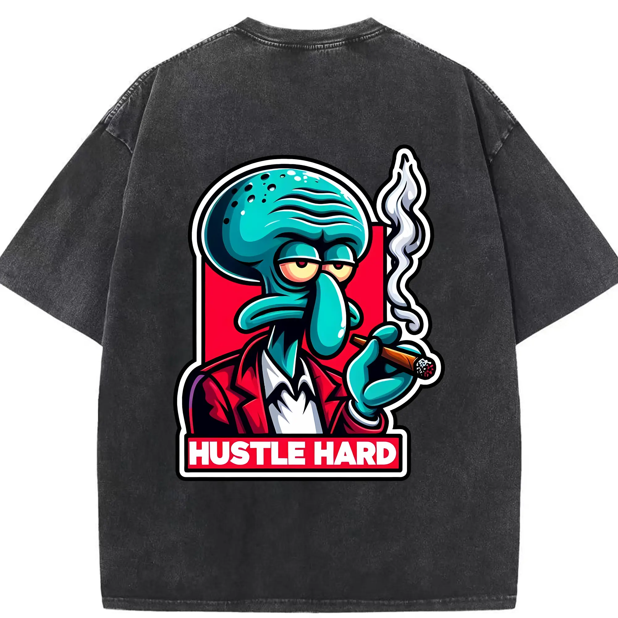 スポンジボブ グッズ イカルド - 綿100％ ヴィンテージ風 半袖Tシャツ ・ 背面プリント ・ 柔らか肌触り ・ 通気性 快適 ・ スポーツ カジュアル 外出用