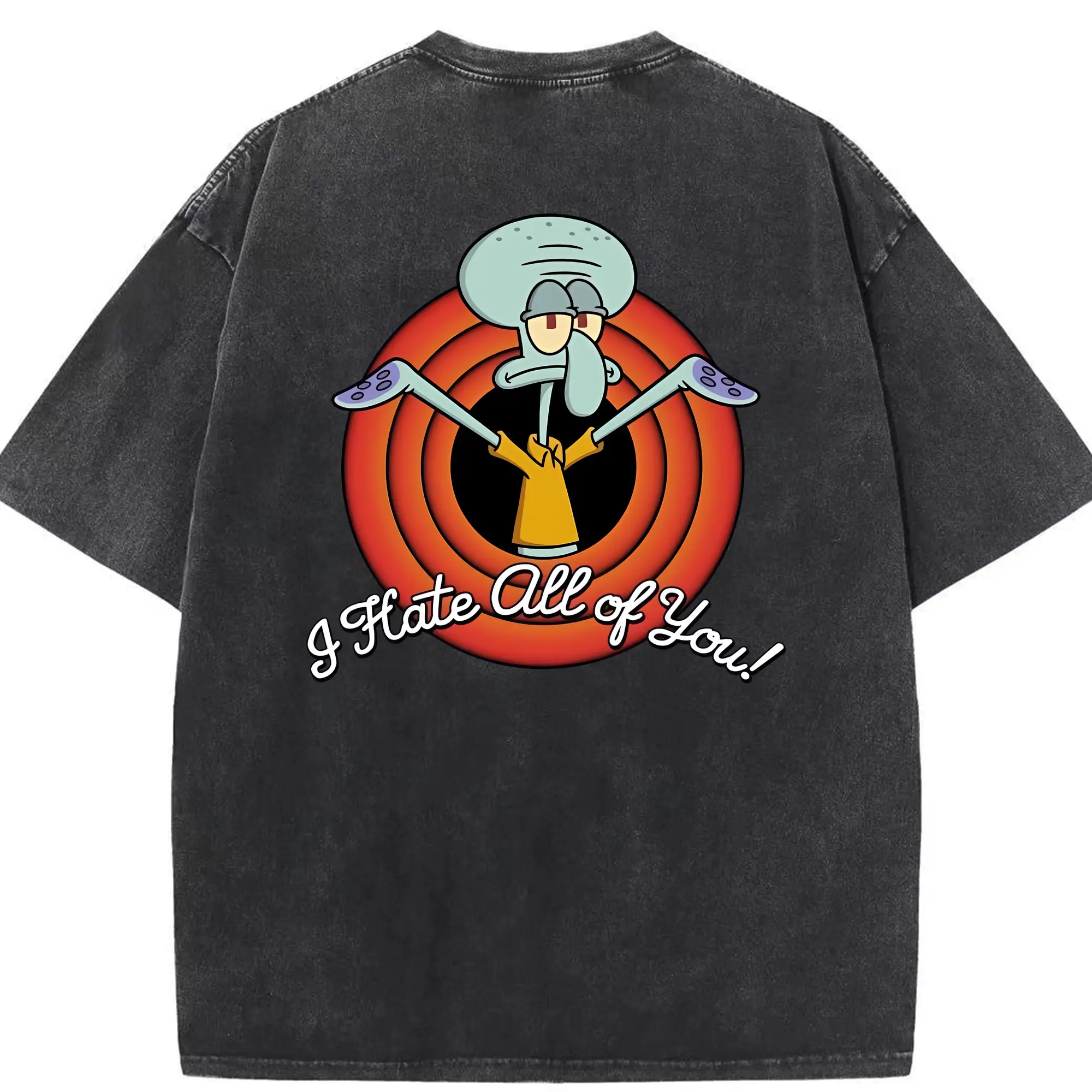 スポンジボブ グッズ イカルド - 綿100％ ヴィンテージ風 半袖Tシャツ ・ 背面プリント ・ 柔らか肌触り ・ 通気性 快適 ・ スポーツ カジュアル 外出用