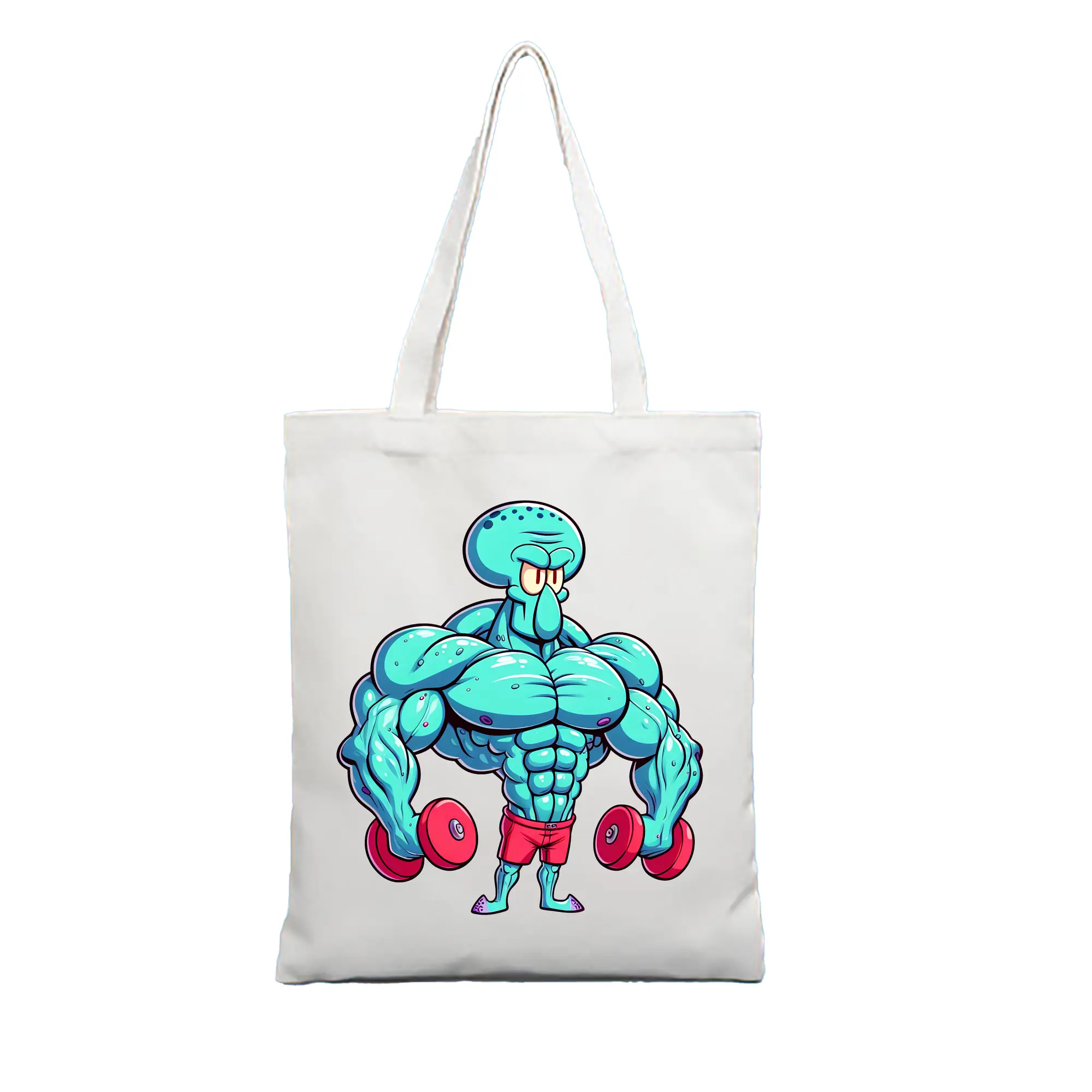 スポンジボブ グッズ イカルド - 縦型キャンバス手提げバッグ（トートバッグ） ・ キャンバス素材 ・ ショッピング用 ・ 軽量 丈夫 お手入れ簡単