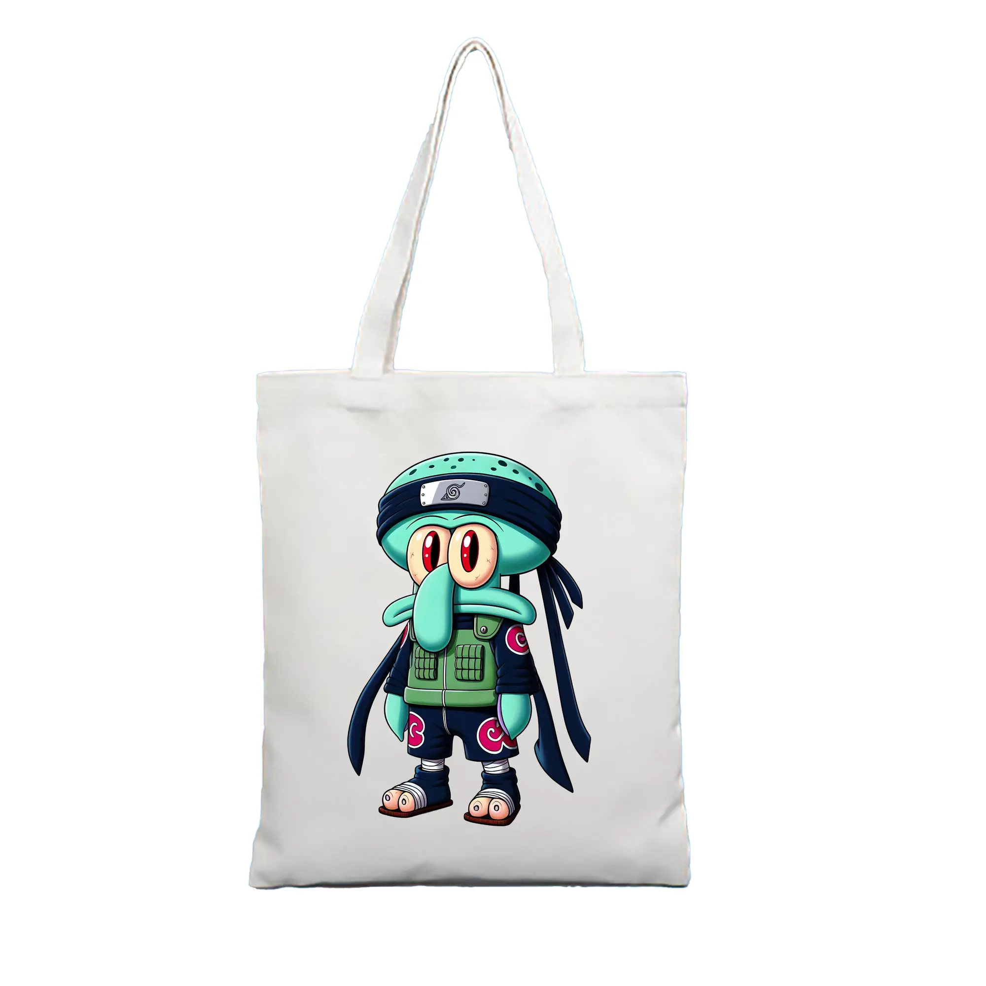 スポンジボブ グッズ イカルド - 縦型キャンバス手提げバッグ（トートバッグ） ・ キャンバス素材 ・ ショッピング用 ・ 軽量 丈夫 お手入れ簡単
