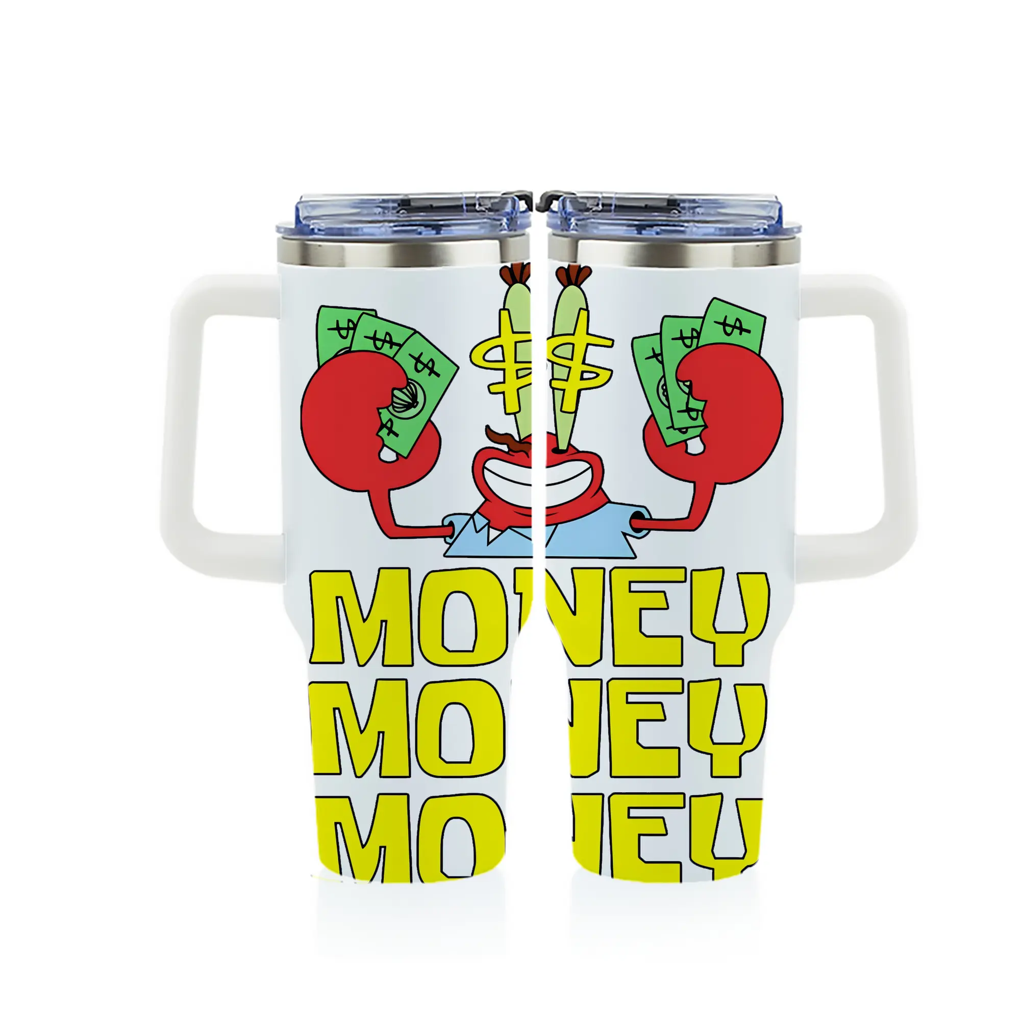 スポンジボブ グッズ ミスター・クラブ - 1200mL フルプリント車用タンブラー ・ 304ステンレス 内側 ・ 201ステンレス 外側 ・ 保温 保冷 ・ 通勤 ドライブ アウトドア用