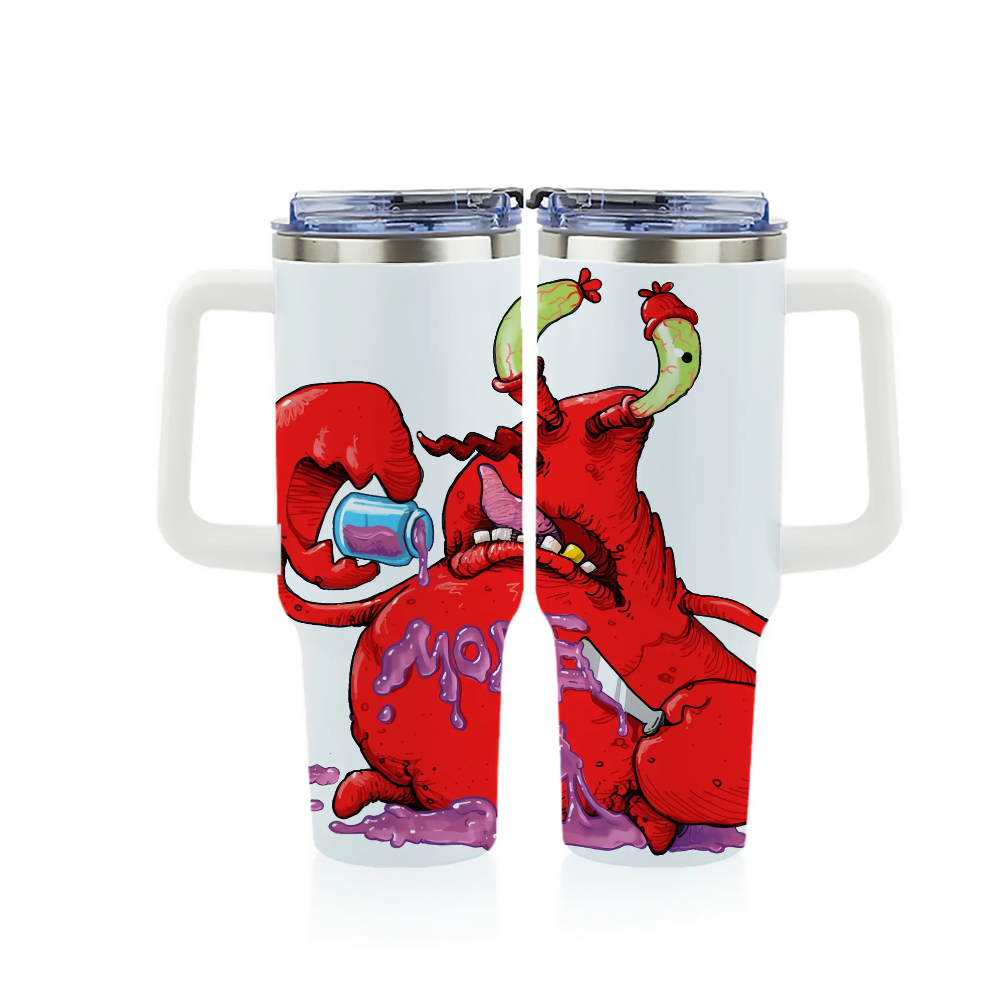 スポンジボブ グッズ ミスター・クラブ - 1200mL フルプリント車用タンブラー ・ 304ステンレス 内側 ・ 201ステンレス 外側 ・ 保温 保冷 ・ 通勤 ドライブ アウトドア用