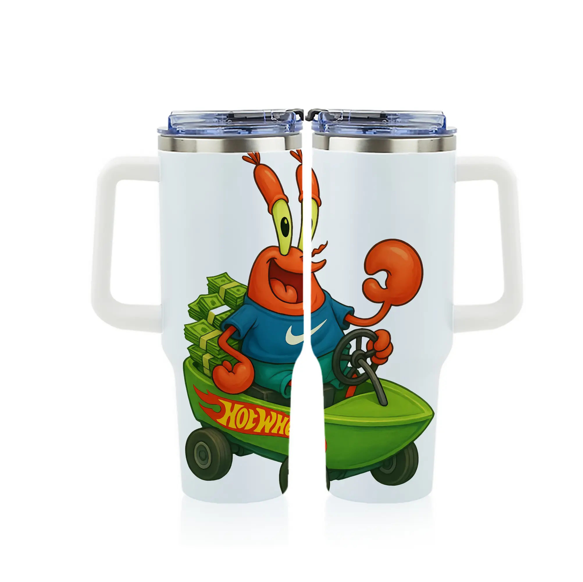 スポンジボブ グッズ ミスター・クラブ - 1200mL フルプリント車用タンブラー ・ 304ステンレス 内側 ・ 201ステンレス 外側 ・ 保温 保冷 ・ 通勤 ドライブ アウトドア用