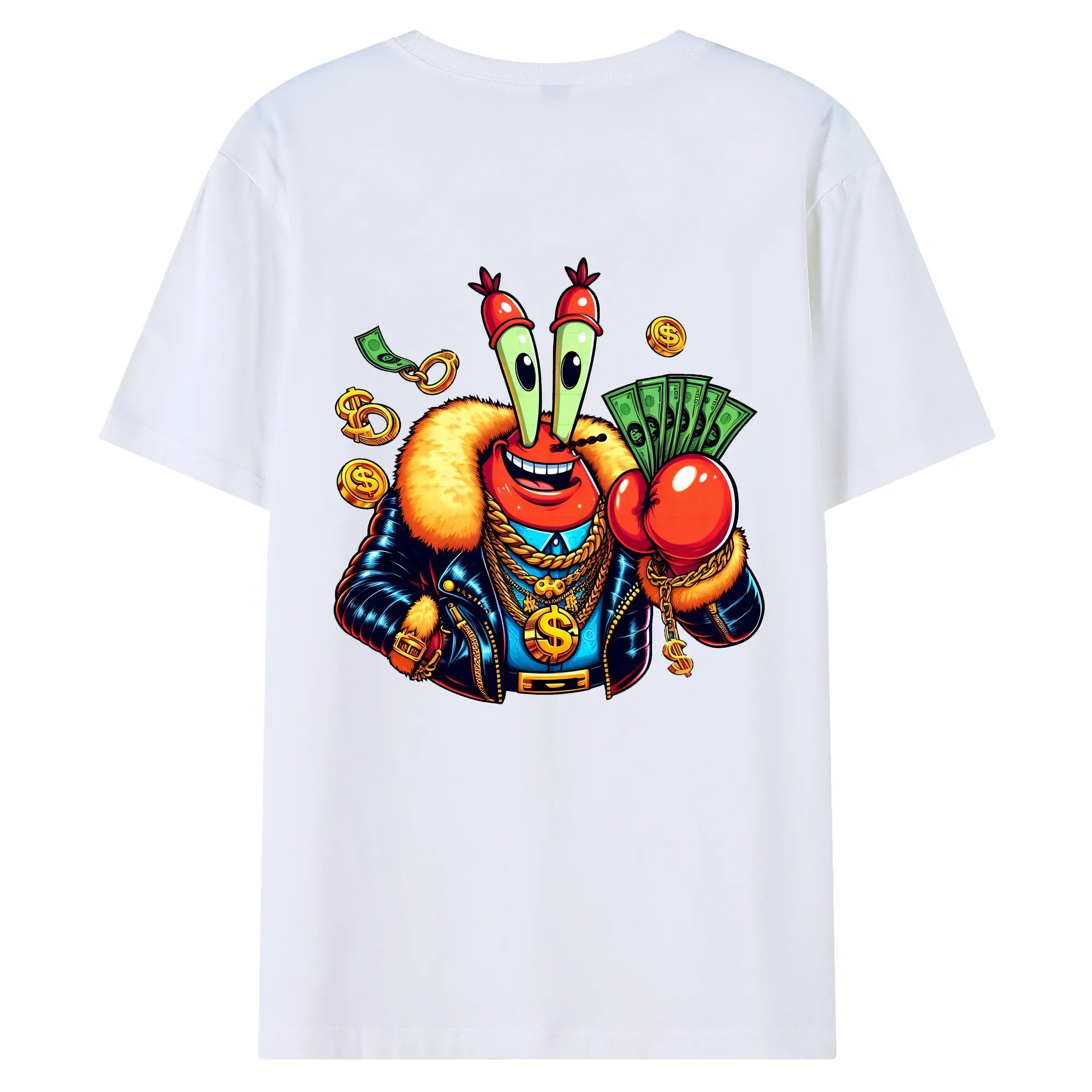 スポンジボブ グッズ ミスター・クラブ - 綿100％ 半袖Tシャツ ・ バックプリント ・ 快適 通気性 ・ 日常使い 散歩 スポーツ用