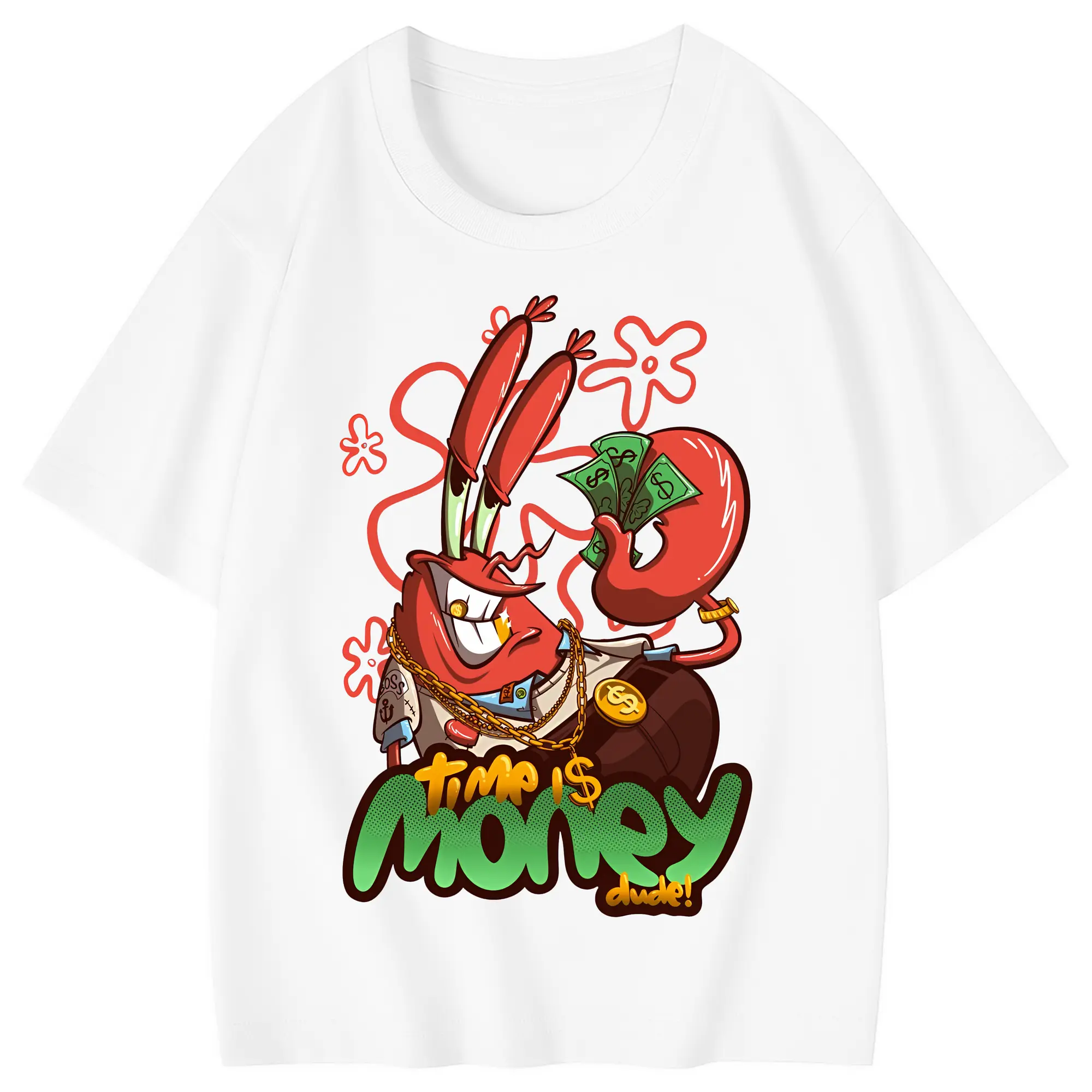 スポンジボブ グッズ ミスター・クラブ - 綿100％ キッズTシャツ ・ フロントプリント ・ 快適 通気性 ・ スポーツ カジュアル 散歩用