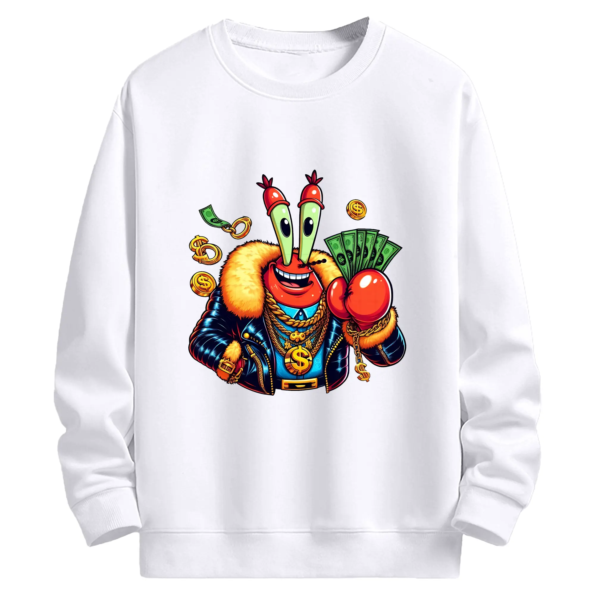 スポンジボブ グッズ ミスター・クラブ - 高品質 クルーネック スウェット ・ コットン59％ ポリエステル41％ ・ ユニセックス 長袖 トレーナー ・ カジュアル デイリー スポーツ 散歩用