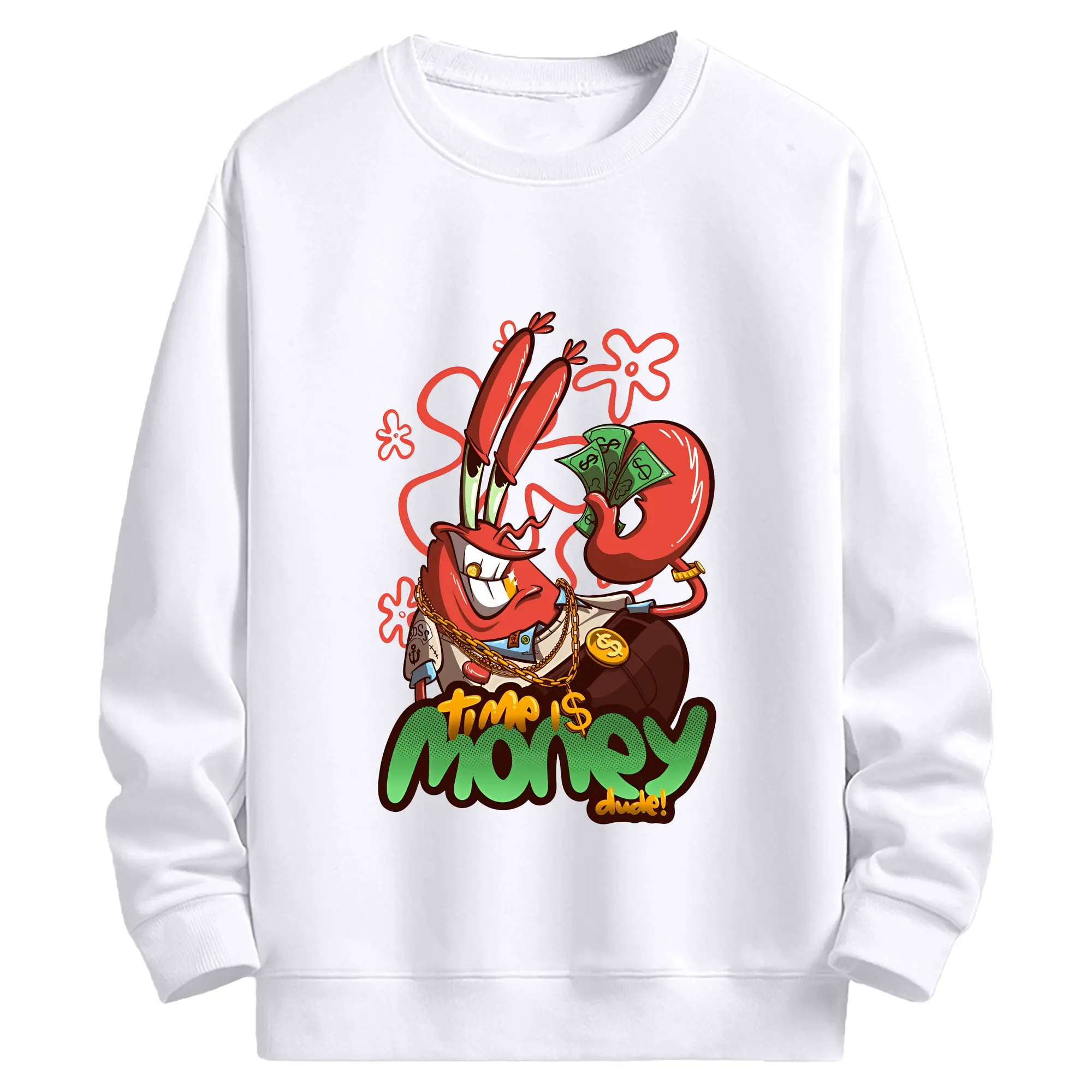 スポンジボブ グッズ ミスター・クラブ - 高品質 クルーネック スウェット ・ コットン59％ ポリエステル41％ ・ ユニセックス 長袖 トレーナー ・ カジュアル デイリー スポーツ 散歩用