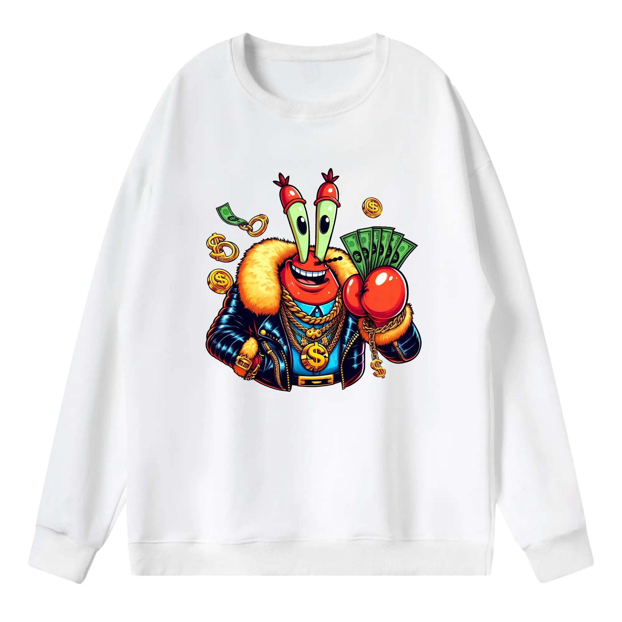 スポンジボブ グッズ ミスター・クラブ - 薄手 クルーネック スウェット 裏毛260g · ポリエステル 春秋向け カジュアル 男女兼用 · トレーナー デイリー スポーツ 散歩に最適