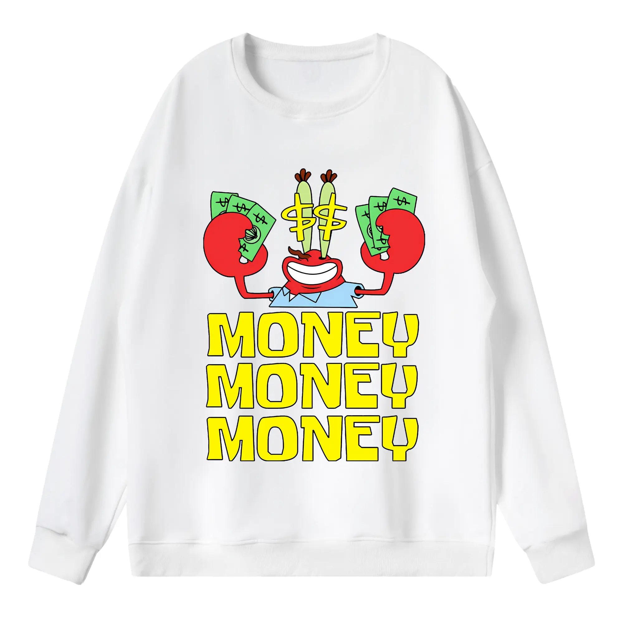 スポンジボブ グッズ ミスター・クラブ - 薄手 クルーネック スウェット 裏毛260g · ポリエステル 春秋向け カジュアル 男女兼用 · トレーナー デイリー スポーツ 散歩に最適