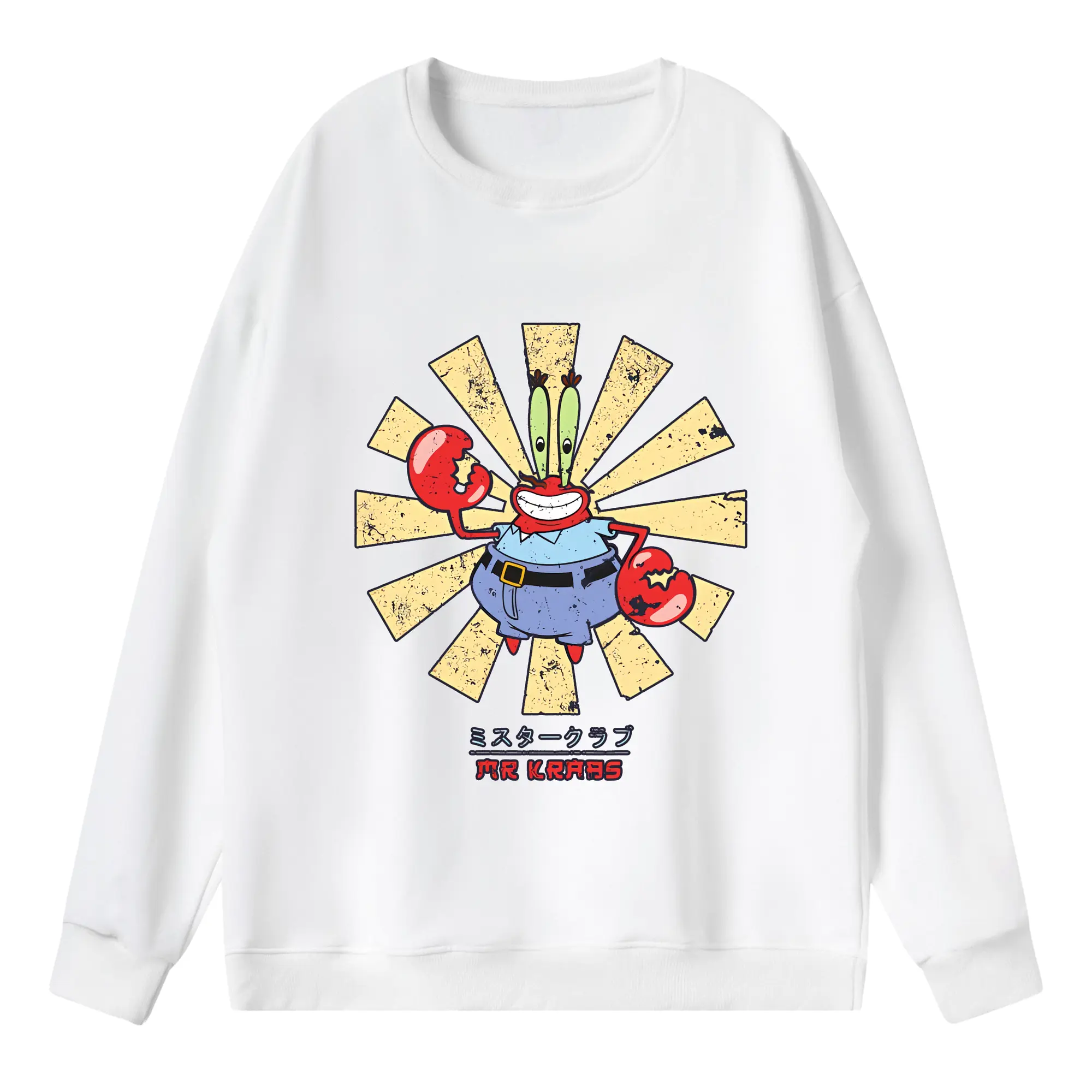 スポンジボブ グッズ ミスター・クラブ - 薄手 クルーネック スウェット 裏毛260g · ポリエステル 春秋向け カジュアル 男女兼用 · トレーナー デイリー スポーツ 散歩に最適