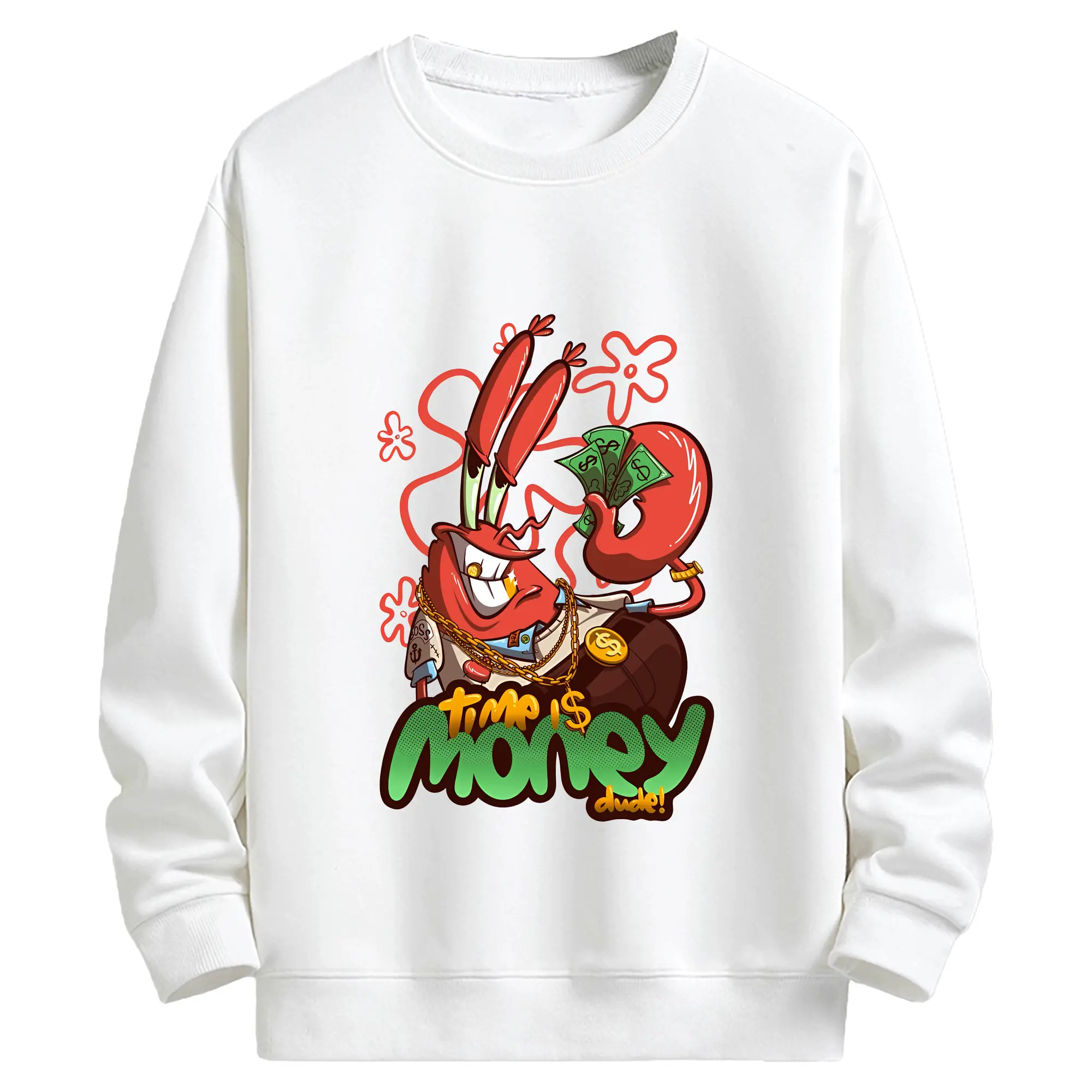 スポンジボブ グッズ ミスター・クラブ - キッズ クルーネックスウェットシャツ ・ フロントプリント ・ 綿80％ ポリエステル20％ ・ 快適 通学 スポーツ 日常使い お散歩用