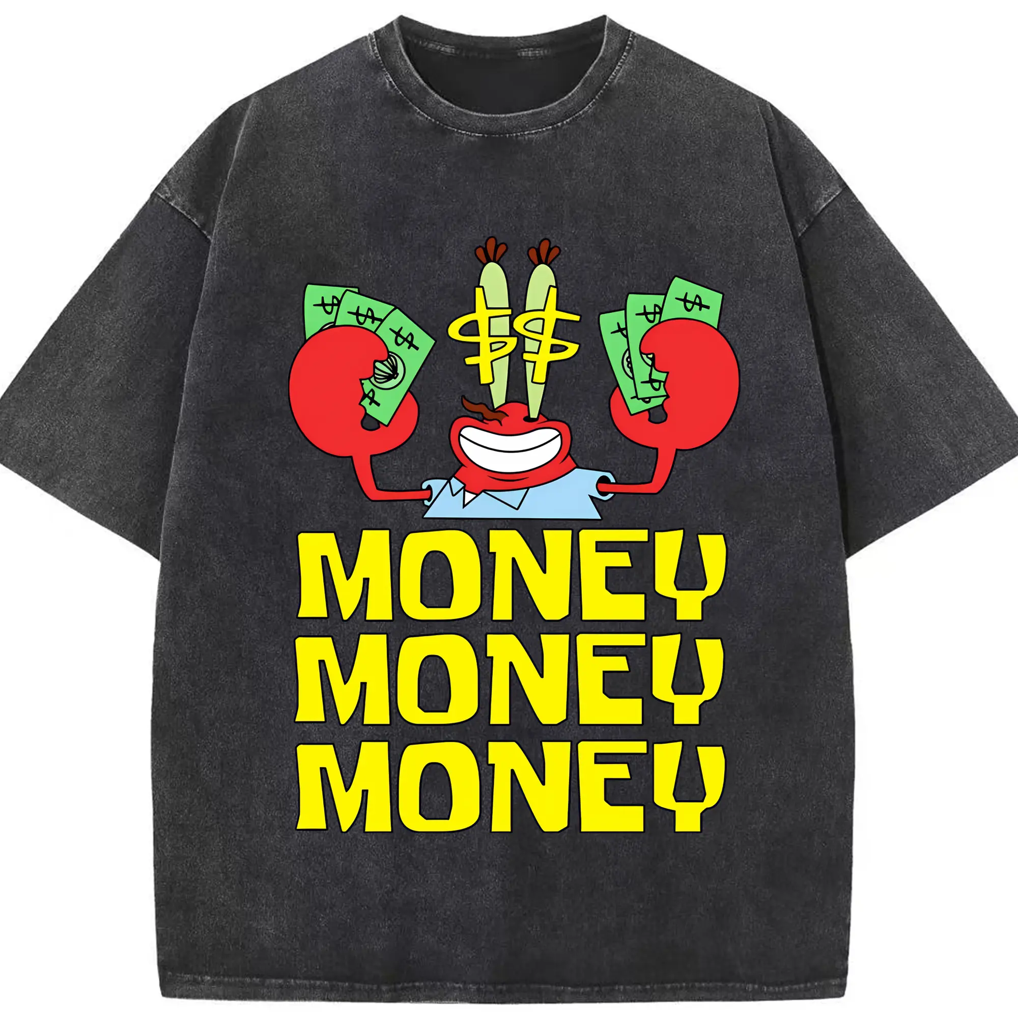 スポンジボブ グッズ ミスター・クラブ - 綿100％ ヴィンテージ風 半袖Tシャツ ・ フロントプリント ・ 柔らか肌触り ・ 通気性 快適 ・ スポーツ カジュアル 外出用