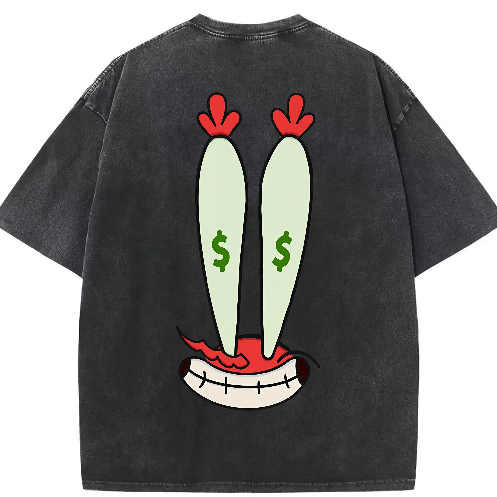 スポンジボブ グッズ ミスター・クラブ - 綿100％ ヴィンテージ風 半袖Tシャツ ・ 背面プリント ・ 柔らか肌触り ・ 通気性 快適 ・ スポーツ カジュアル 外出用