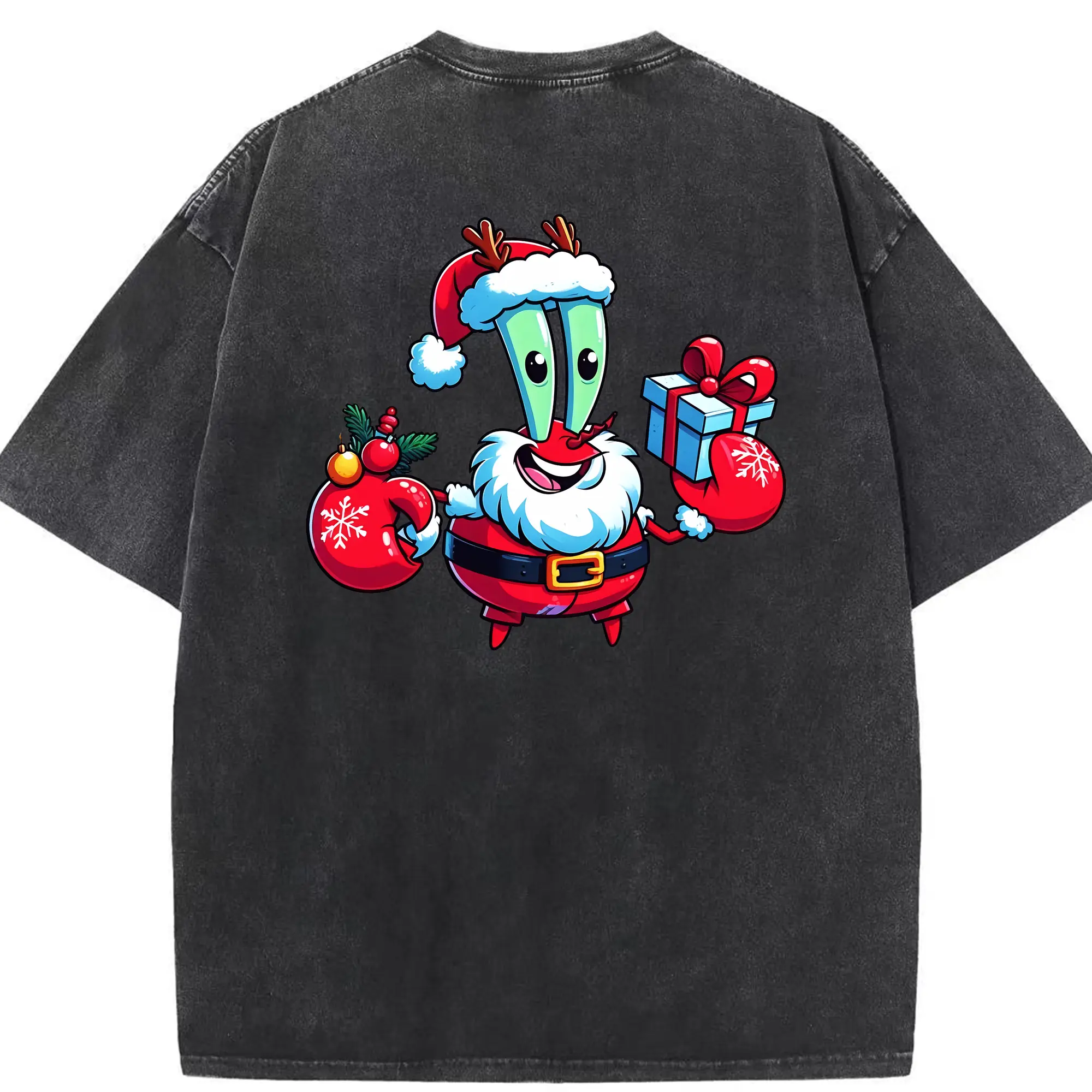 スポンジボブ グッズ ミスター・クラブ - 綿100％ ヴィンテージ風 半袖Tシャツ ・ 背面プリント ・ 柔らか肌触り ・ 通気性 快適 ・ スポーツ カジュアル 外出用