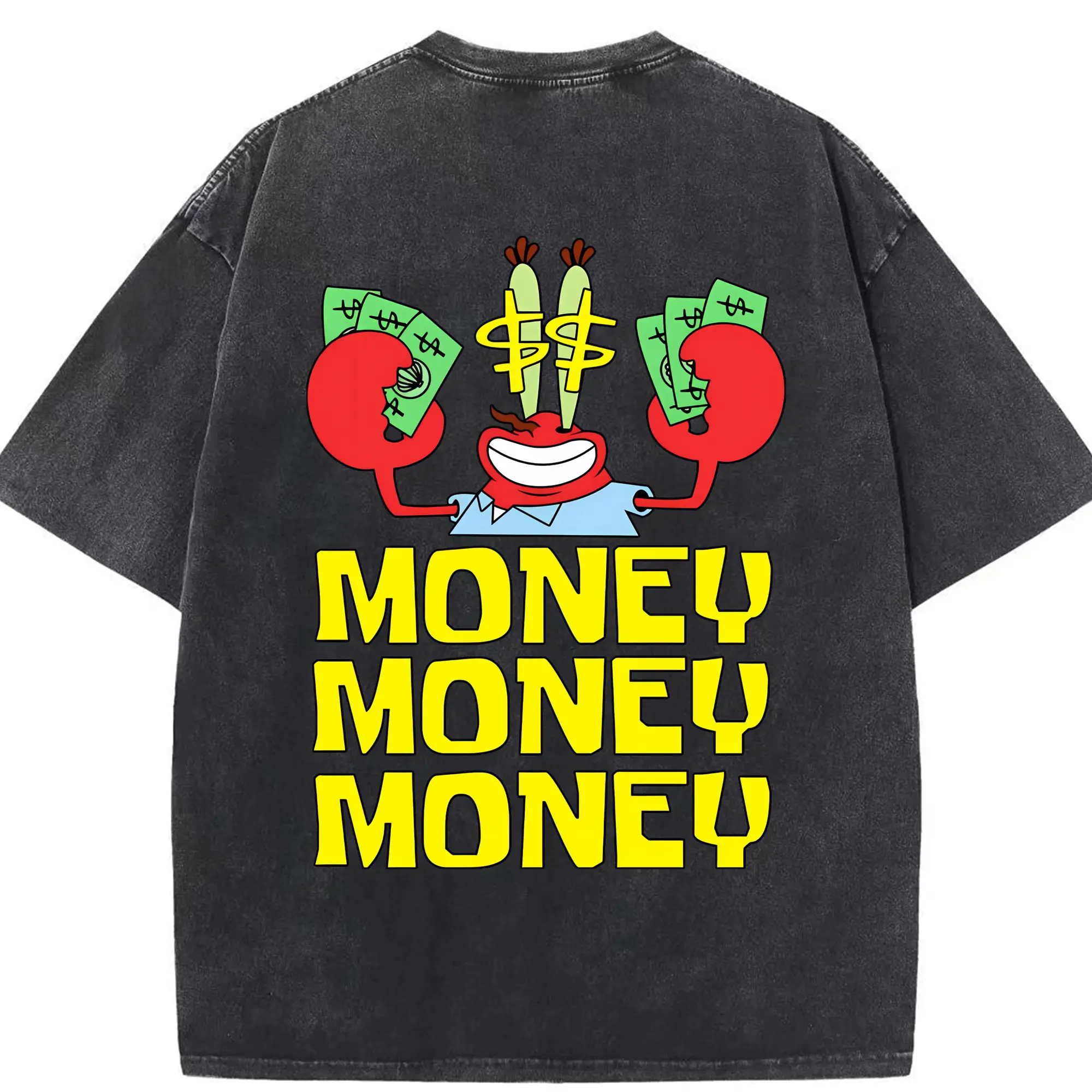 スポンジボブ グッズ ミスター・クラブ - 綿100％ ヴィンテージ風 半袖Tシャツ ・ 背面プリント ・ 柔らか肌触り ・ 通気性 快適 ・ スポーツ カジュアル 外出用