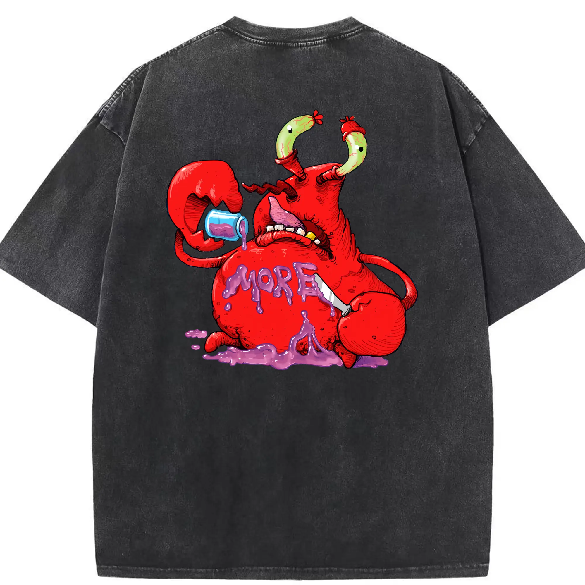 スポンジボブ グッズ ミスター・クラブ - 綿100％ ヴィンテージ風 半袖Tシャツ ・ 背面プリント ・ 柔らか肌触り ・ 通気性 快適 ・ スポーツ カジュアル 外出用