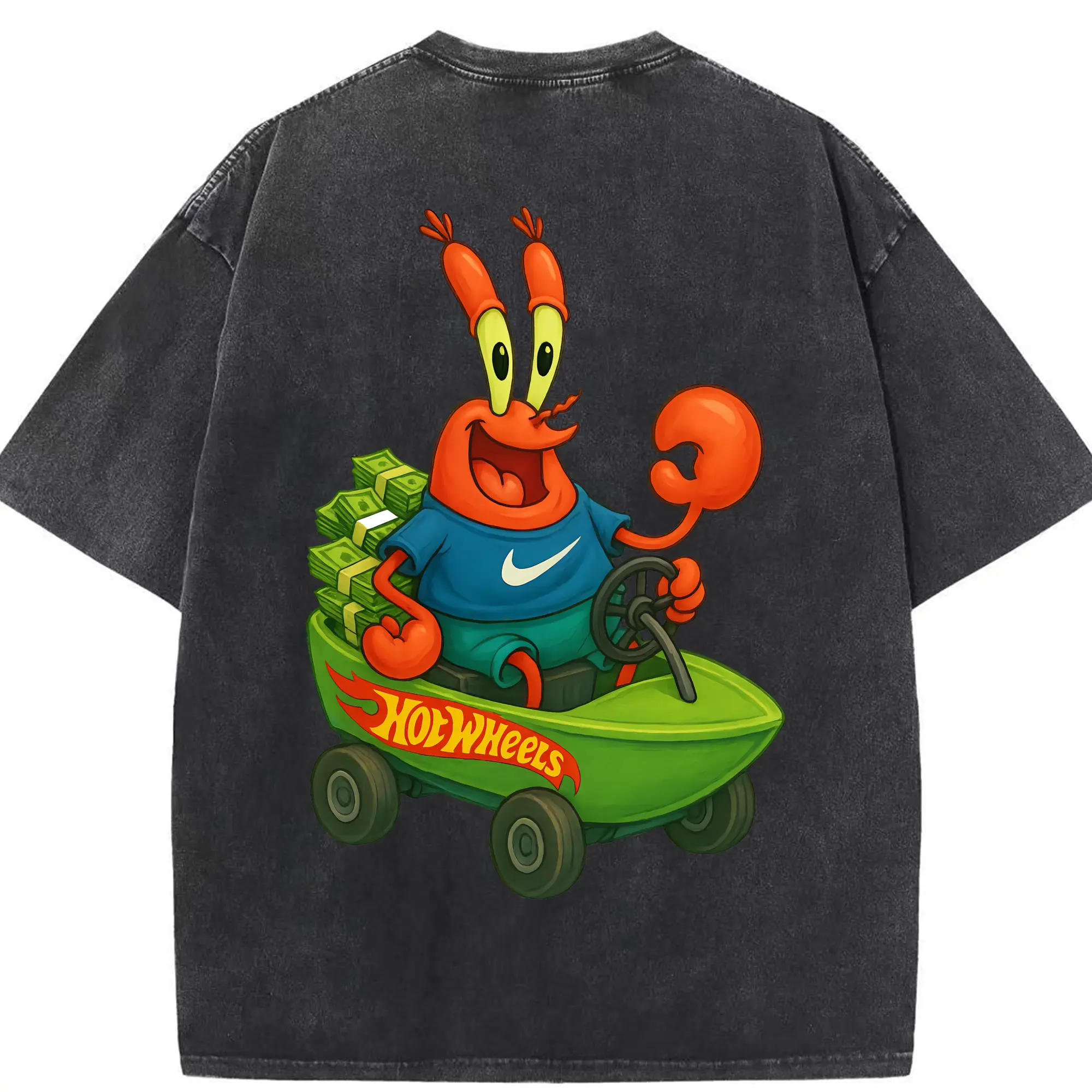 スポンジボブ グッズ ミスター・クラブ - 綿100％ ヴィンテージ風 半袖Tシャツ ・ 背面プリント ・ 柔らか肌触り ・ 通気性 快適 ・ スポーツ カジュアル 外出用