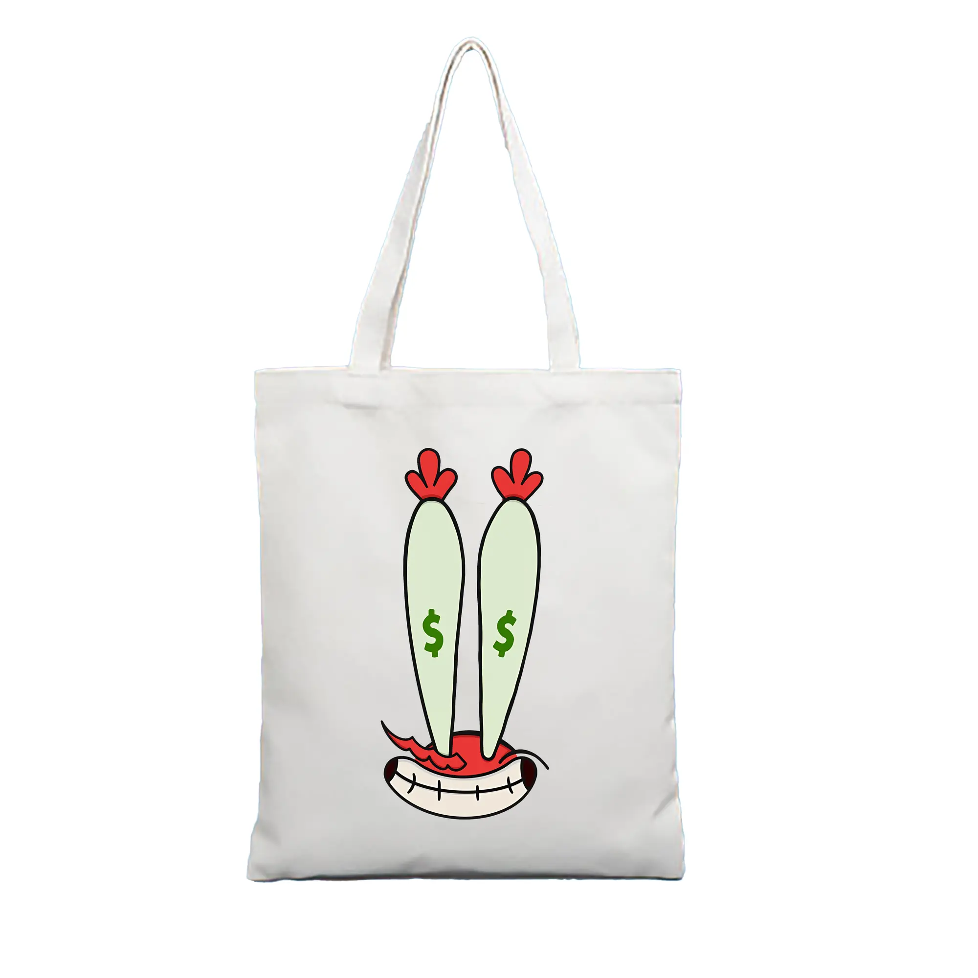 スポンジボブ グッズ ミスター・クラブ - 縦型キャンバス手提げバッグ（トートバッグ） ・ キャンバス素材 ・ ショッピング用 ・ 軽量 丈夫 お手入れ簡単