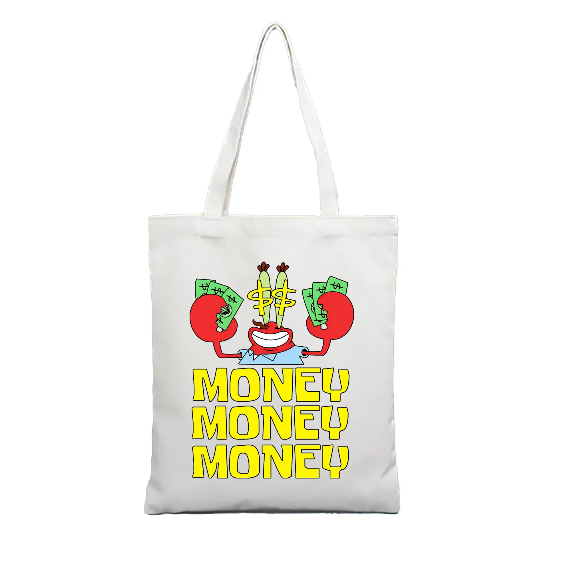 スポンジボブ グッズ ミスター・クラブ - 縦型キャンバス手提げバッグ（トートバッグ） ・ キャンバス素材 ・ ショッピング用 ・ 軽量 丈夫 お手入れ簡単