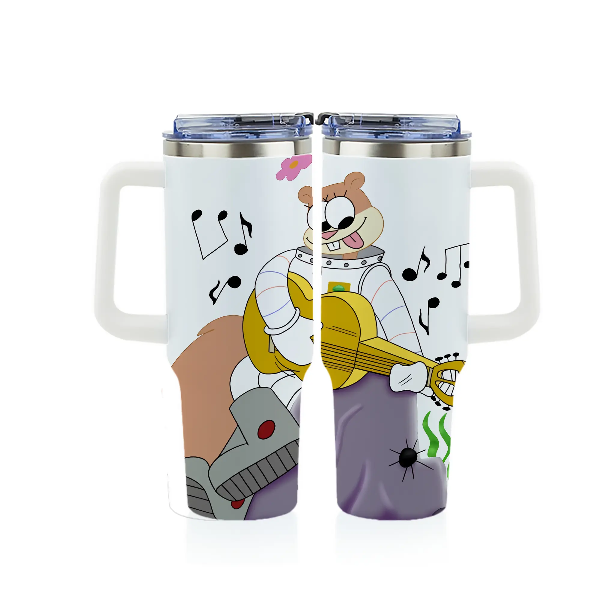 スポンジボブ グッズ サンディ - 1200mL フルプリント車用タンブラー ・ 304ステンレス 内側 ・ 201ステンレス 外側 ・ 保温 保冷 ・ 通勤 ドライブ アウトドア用