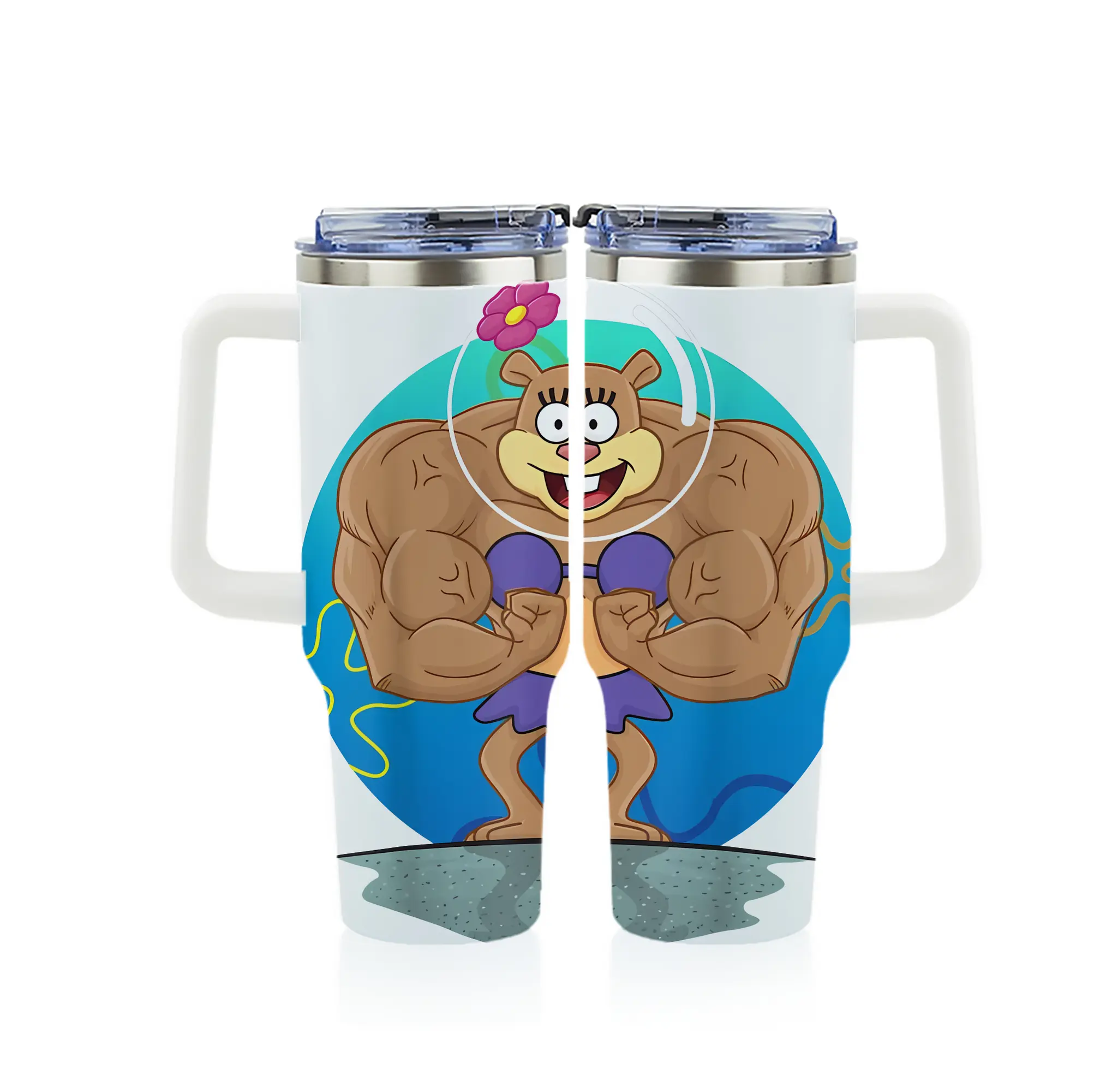 スポンジボブ グッズ サンディ - 1200mL フルプリント車用タンブラー ・ 304ステンレス 内側 ・ 201ステンレス 外側 ・ 保温 保冷 ・ 通勤 ドライブ アウトドア用