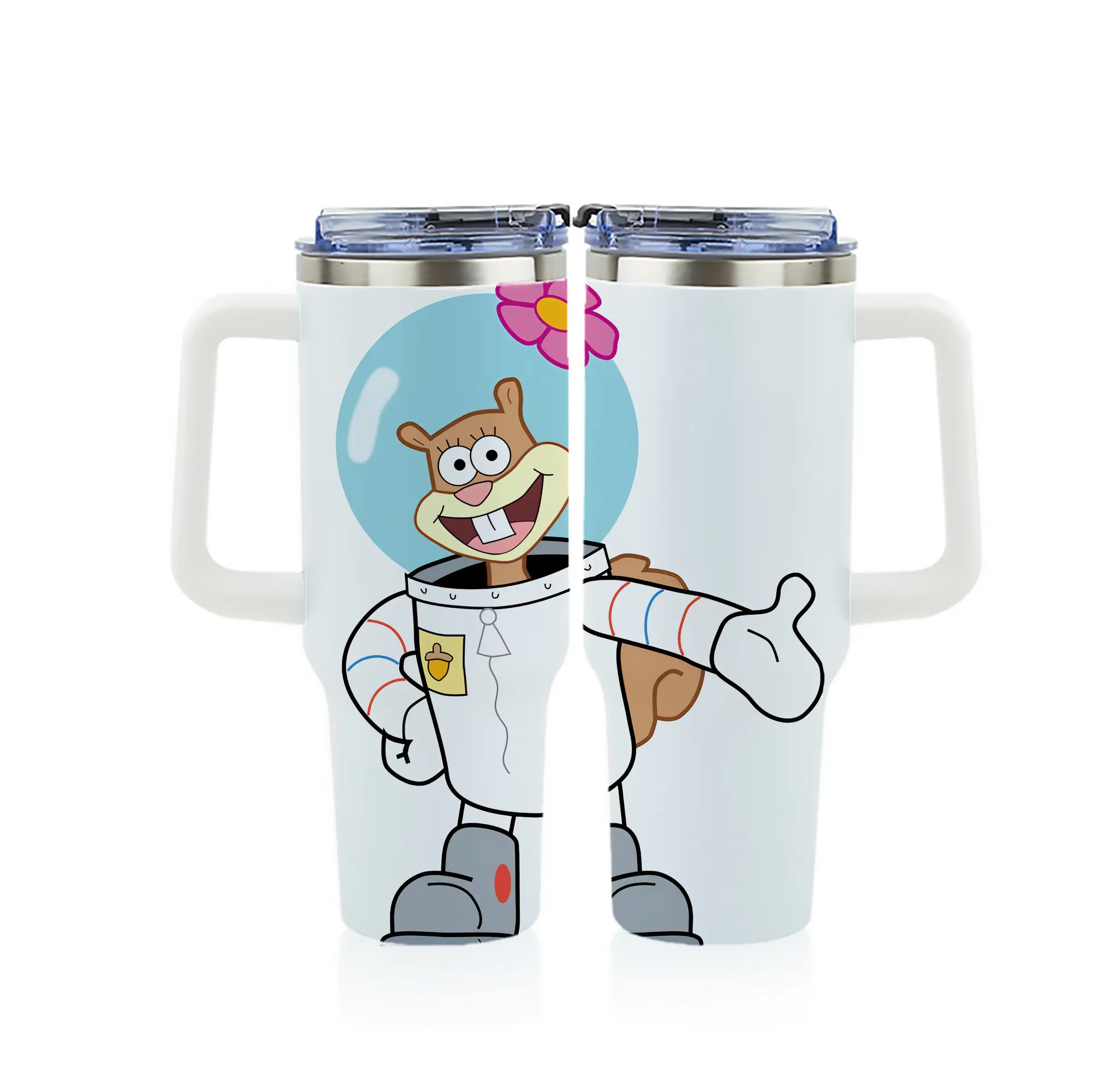 スポンジボブ グッズ サンディ - 1200mL フルプリント車用タンブラー ・ 304ステンレス 内側 ・ 201ステンレス 外側 ・ 保温 保冷 ・ 通勤 ドライブ アウトドア用