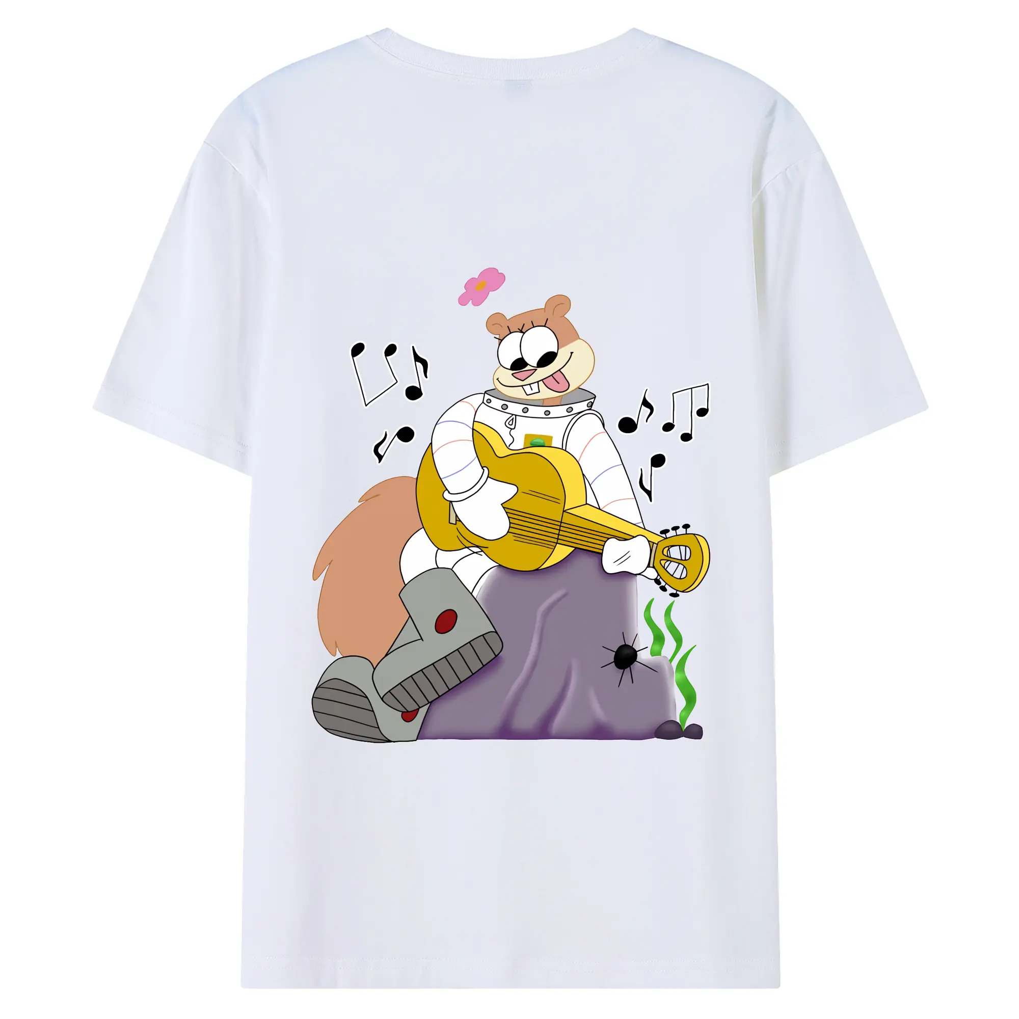 スポンジボブ グッズ サンディ - 綿100％ 半袖Tシャツ ・ バックプリント ・ 快適 通気性 ・ 日常使い 散歩 スポーツ用