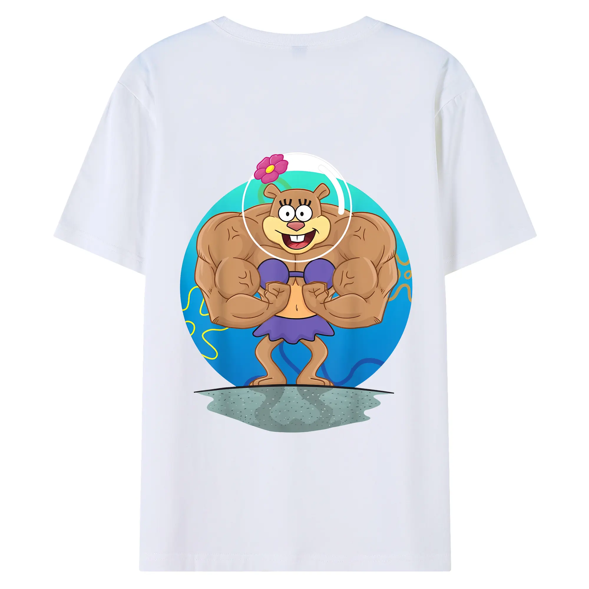 スポンジボブ グッズ サンディ - 綿100％ 半袖Tシャツ ・ バックプリント ・ 快適 通気性 ・ 日常使い 散歩 スポーツ用