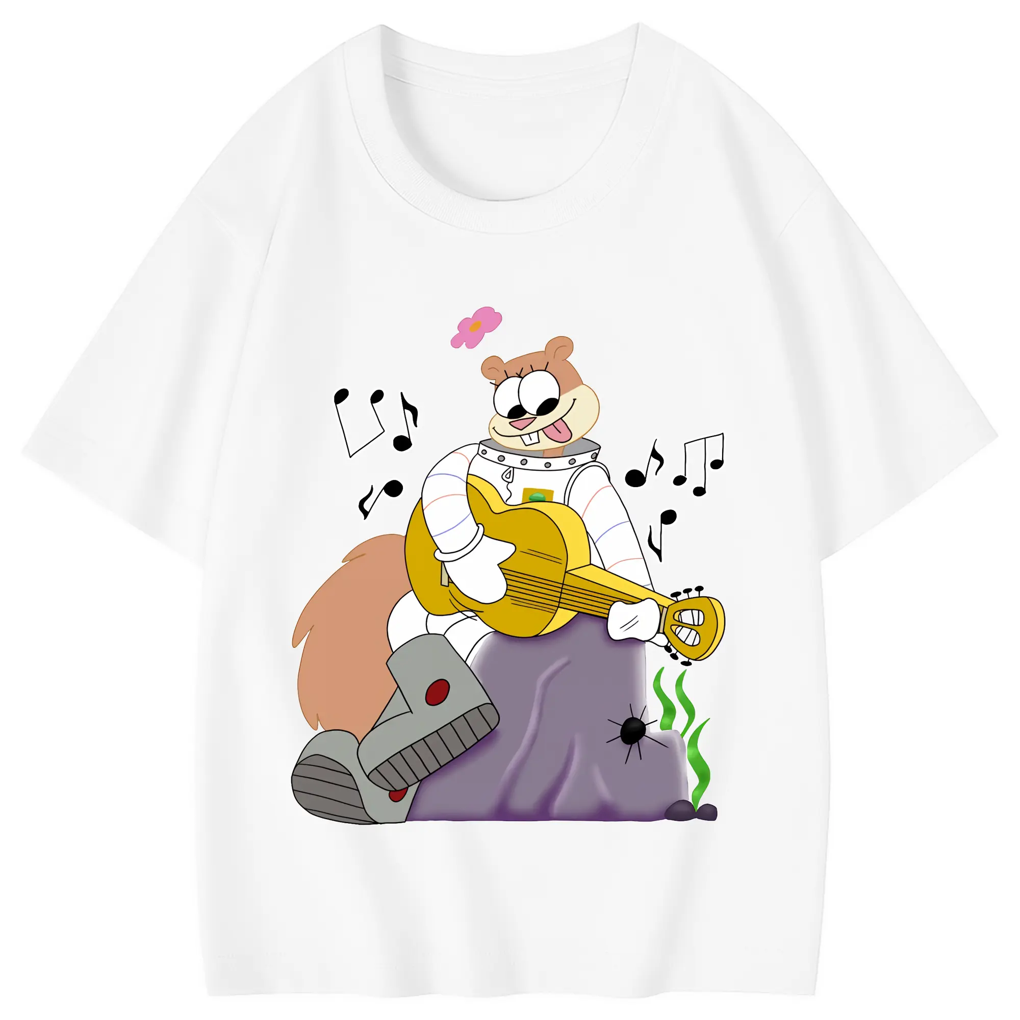 スポンジボブ グッズ サンディ - 綿100％ キッズTシャツ ・ フロントプリント ・ 快適 通気性 ・ スポーツ カジュアル 散歩用