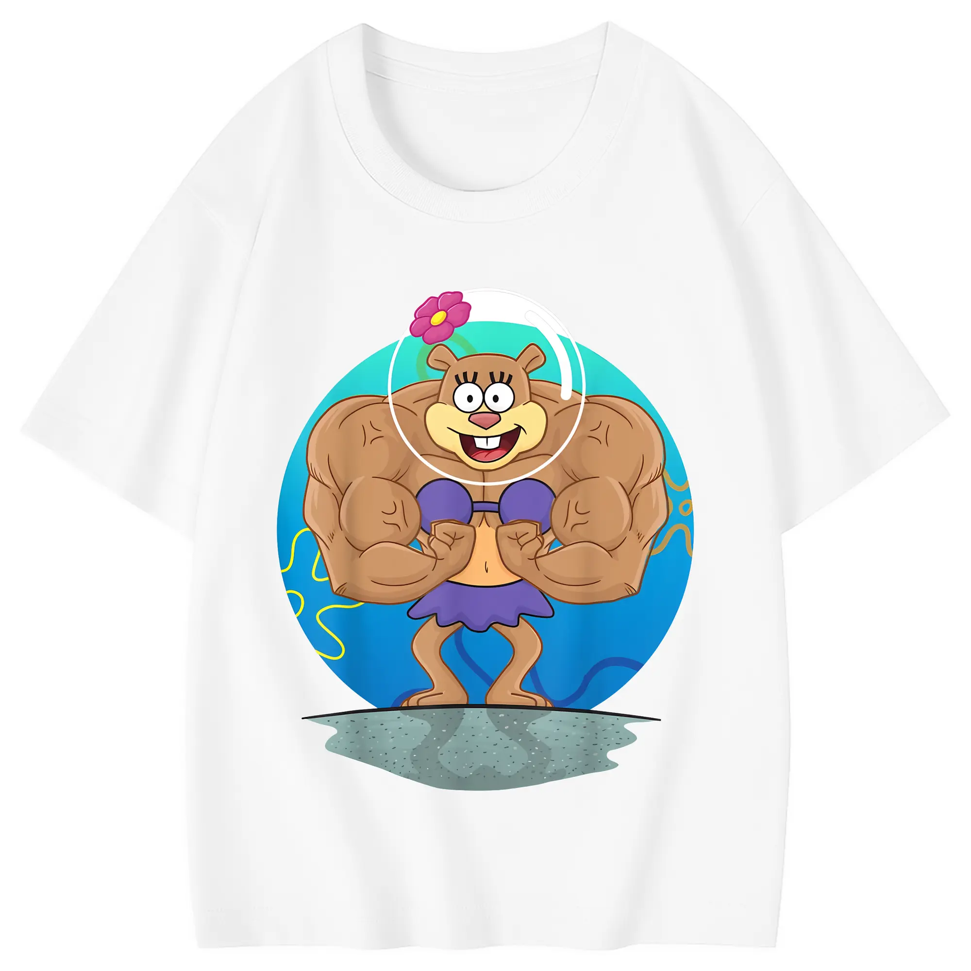 スポンジボブ グッズ サンディ - 綿100％ キッズTシャツ ・ フロントプリント ・ 快適 通気性 ・ スポーツ カジュアル 散歩用